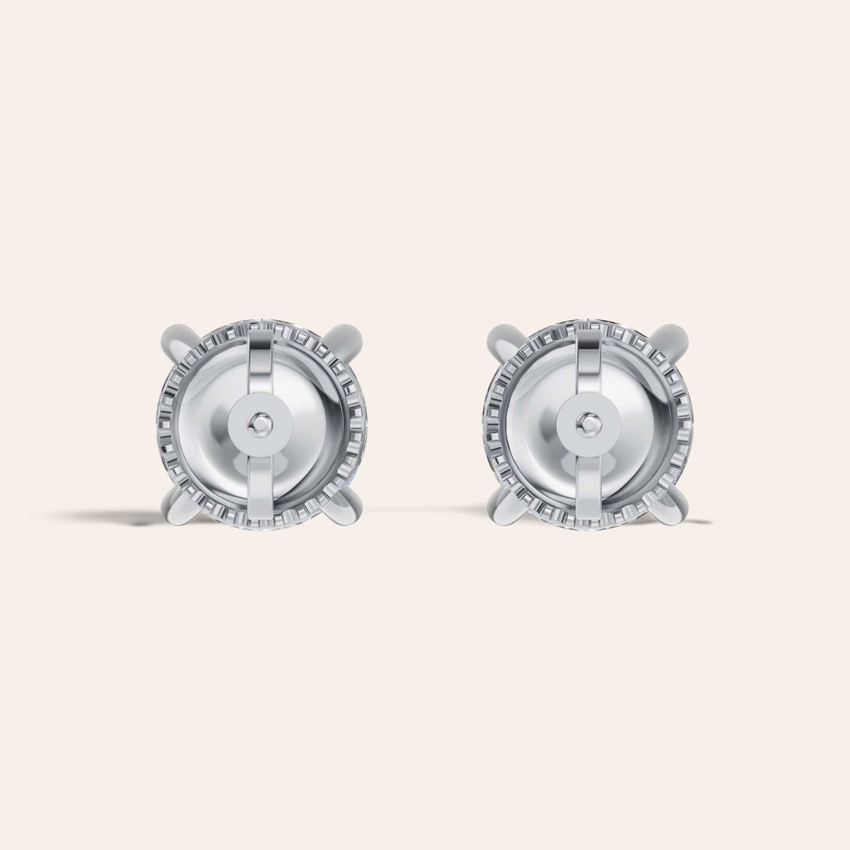 Louèn Diamonds solitaire oorbellen van witgoud met 2.0 karaat diamanten in een minimalistische 4-poots zetting.