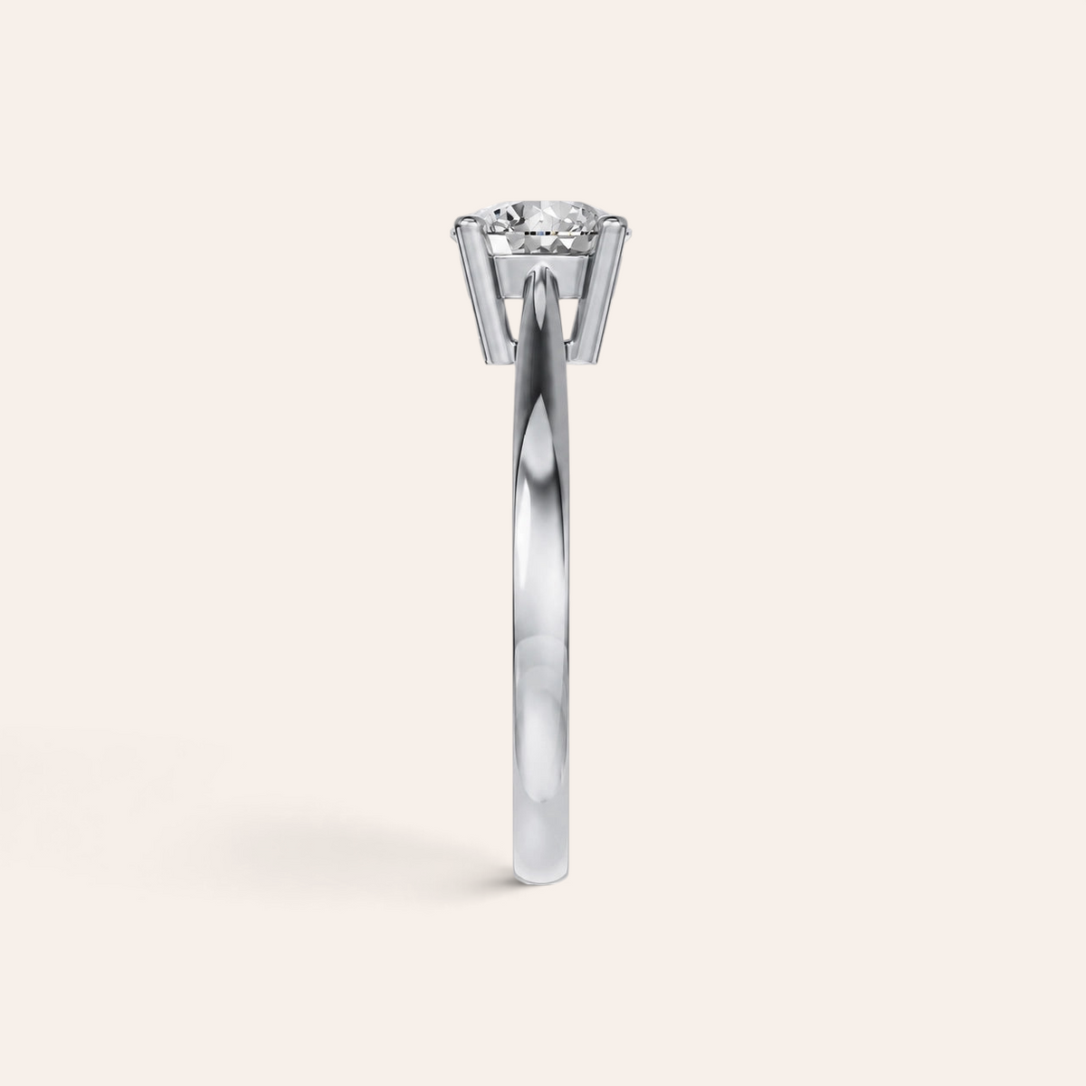 Louèn Diamonds solitaire verlovingsring van 14k witgoud met een ronde 0,5 karaat diamant, zijaanzicht.