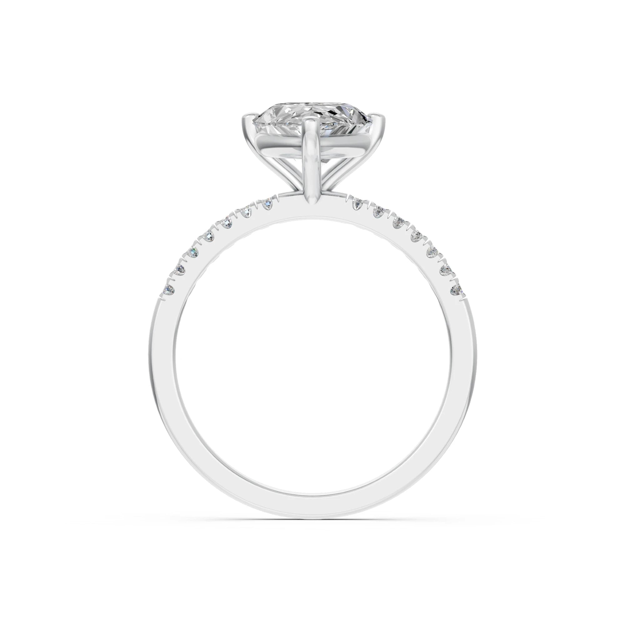 Peervormige solitaire verlovingsring met pavé band · 2.5 ct.