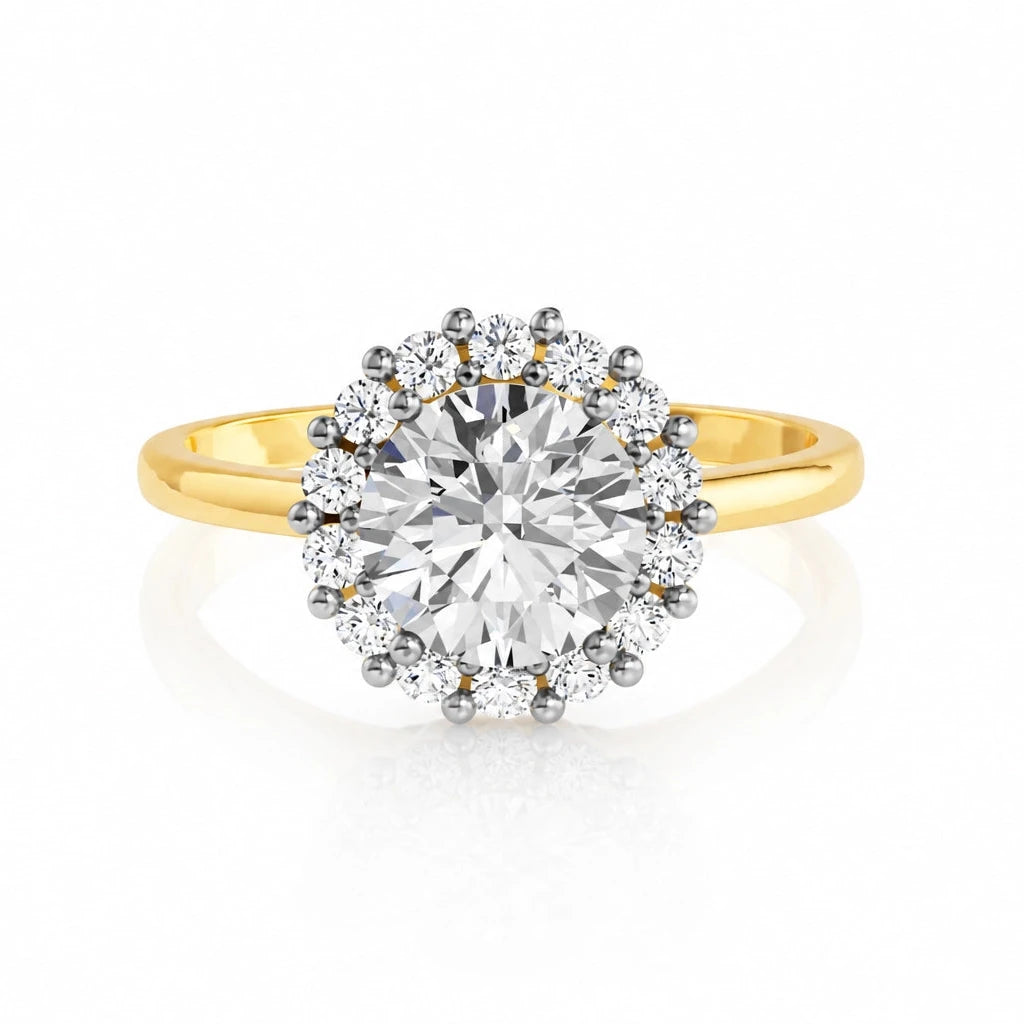 Ronde halo verlovingsring · 1.75 ct.