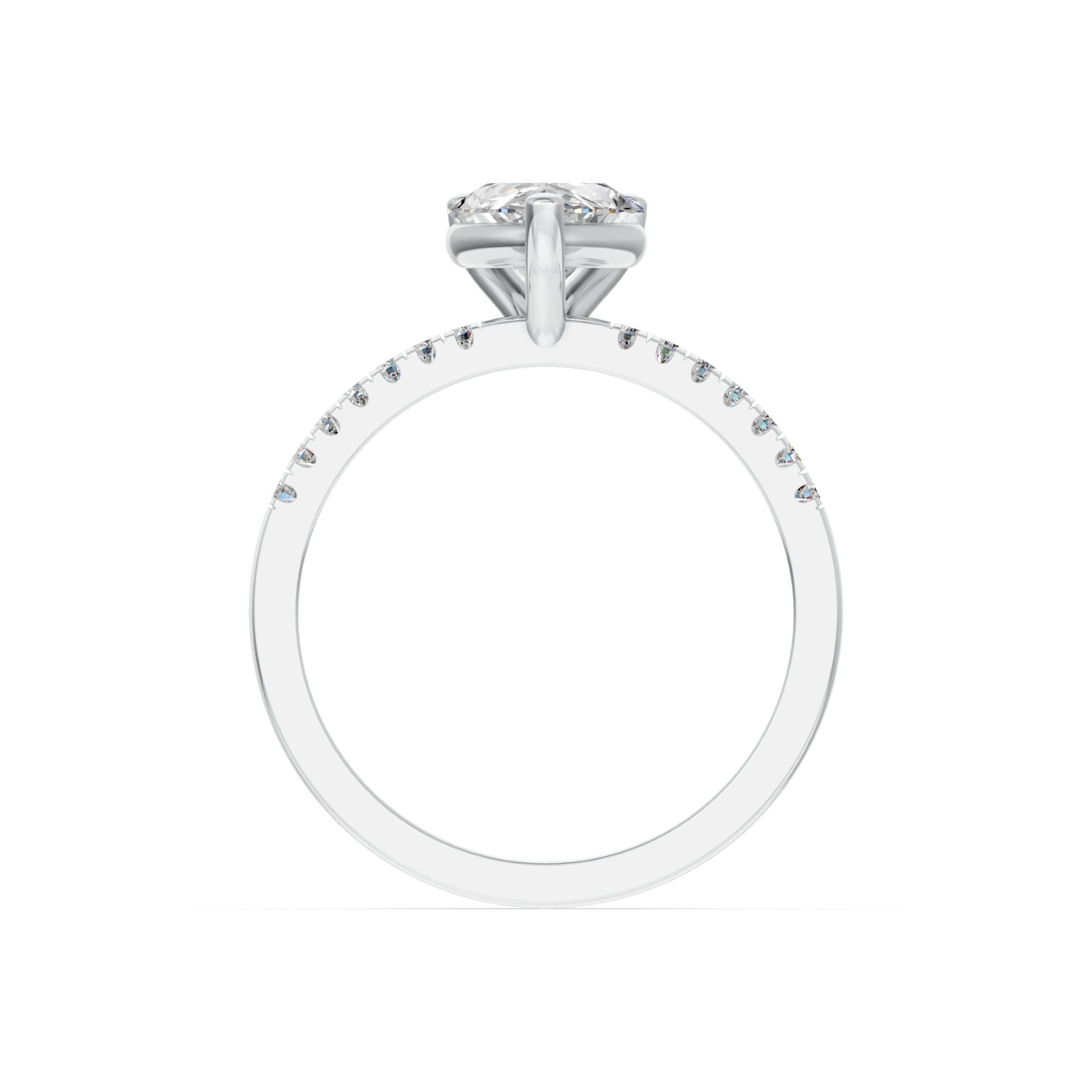 Peervormige solitaire verlovingsring met pavé band · 2.0 ct.