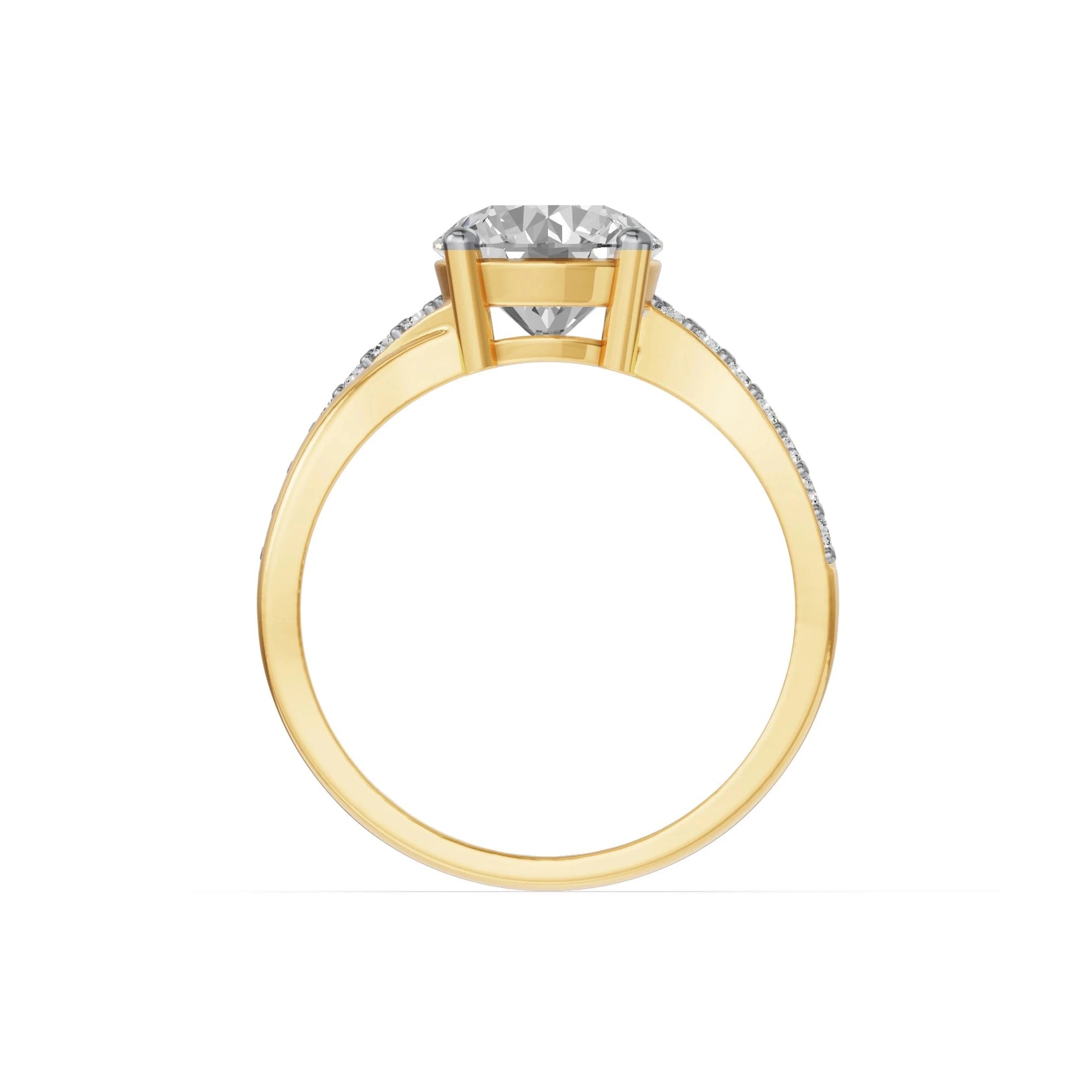 Ronde solitaire verlovingsring met pavé band · 2.0 ct.