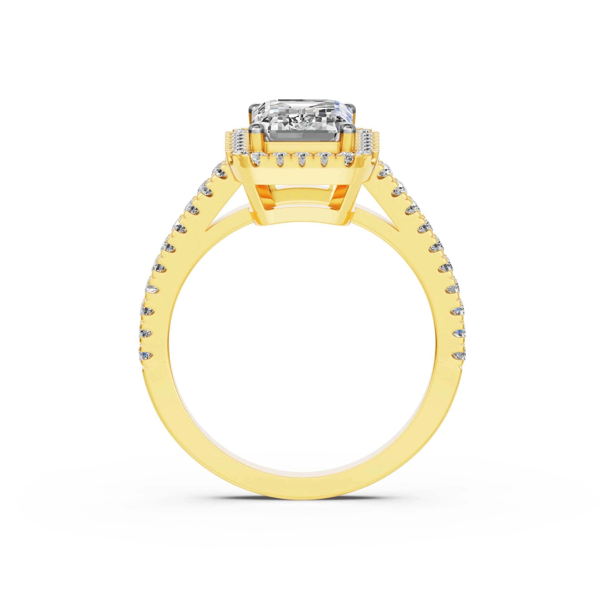 Smaragd halo verlovingsring · 2.0 ct.