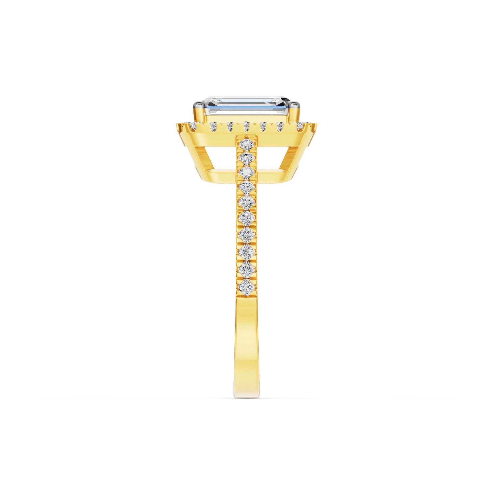 Smaragd halo verlovingsring · 2.0 ct.