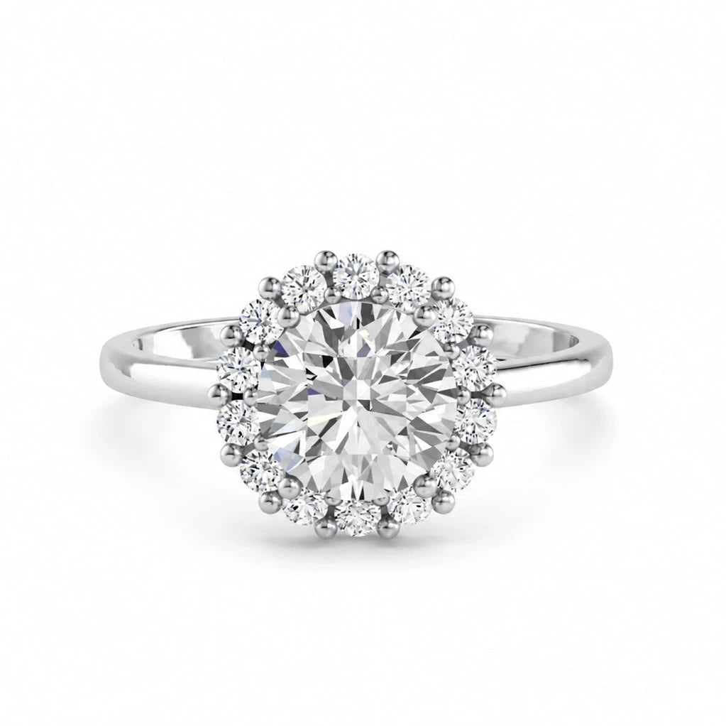 Ronde halo verlovingsring · 1.75 ct.