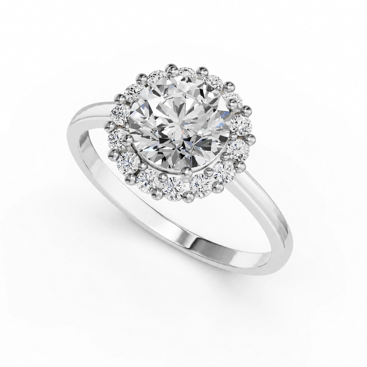 Ronde halo verlovingsring · 1.75 ct.