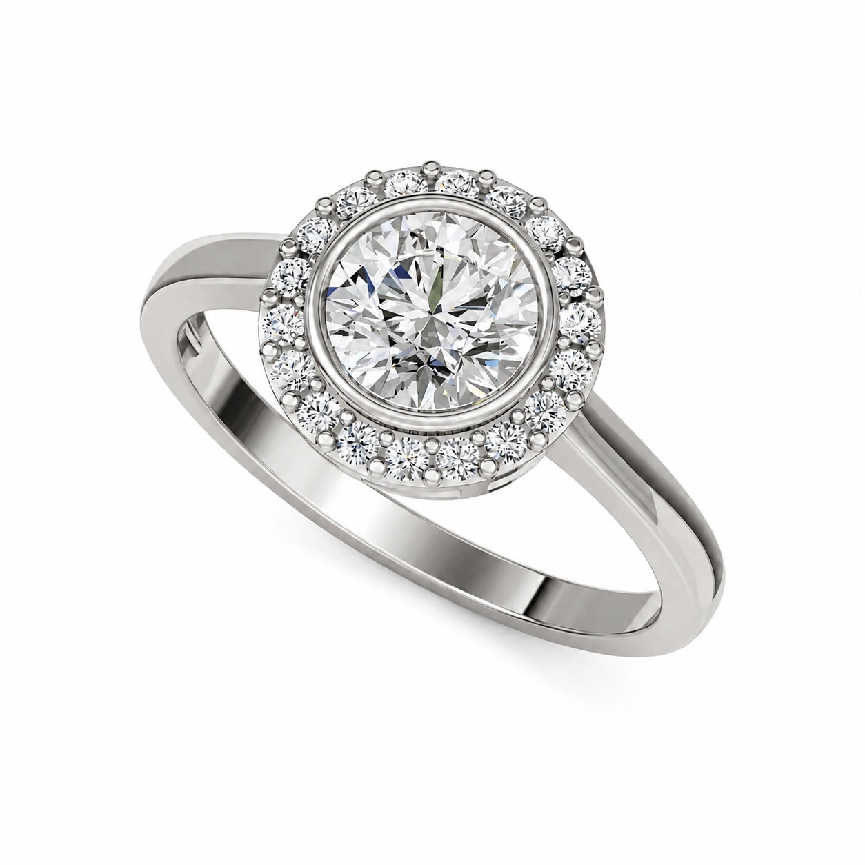 Ronde halo verlovingsring · 1.5 ct.