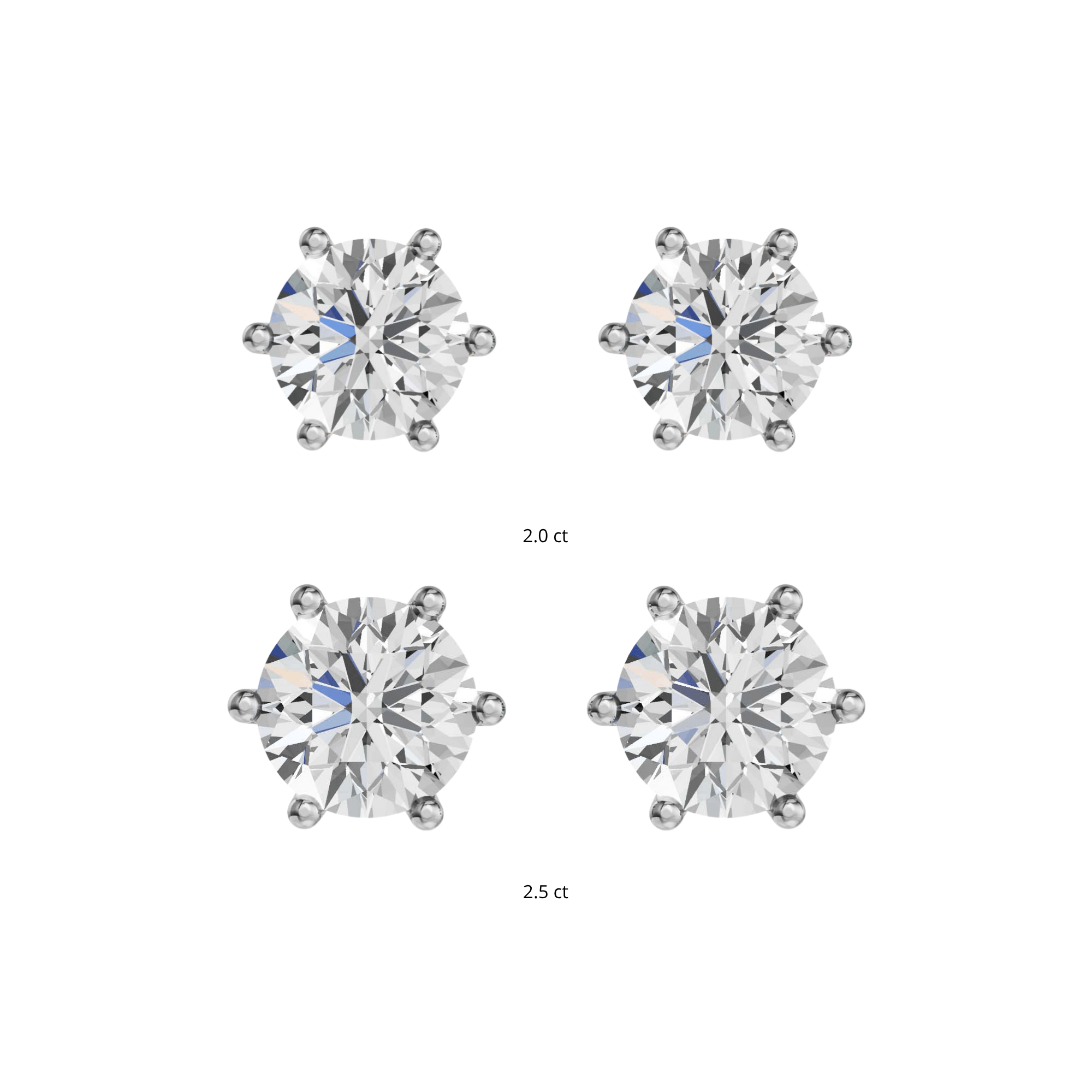 Solitaire Oorbellen 4-Poots · 2.0 ct.