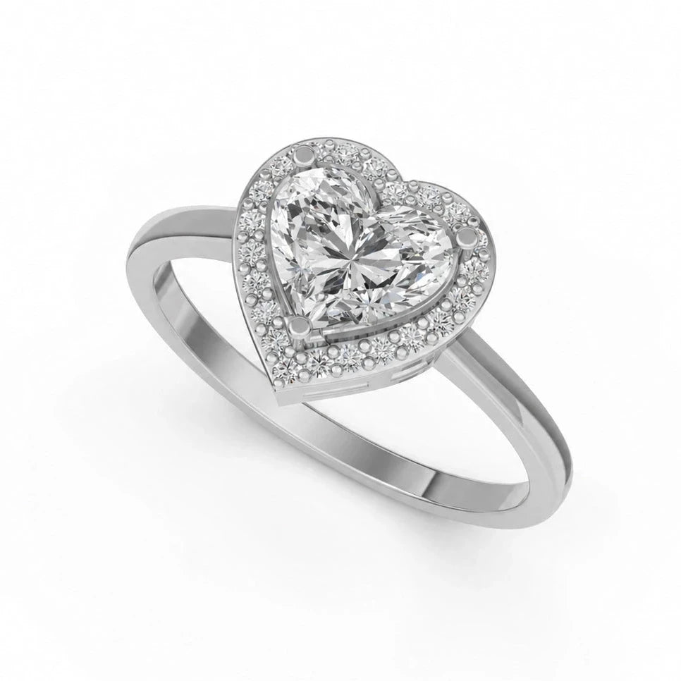 Hartvormige halo verlovingsring · 2.0 ct.