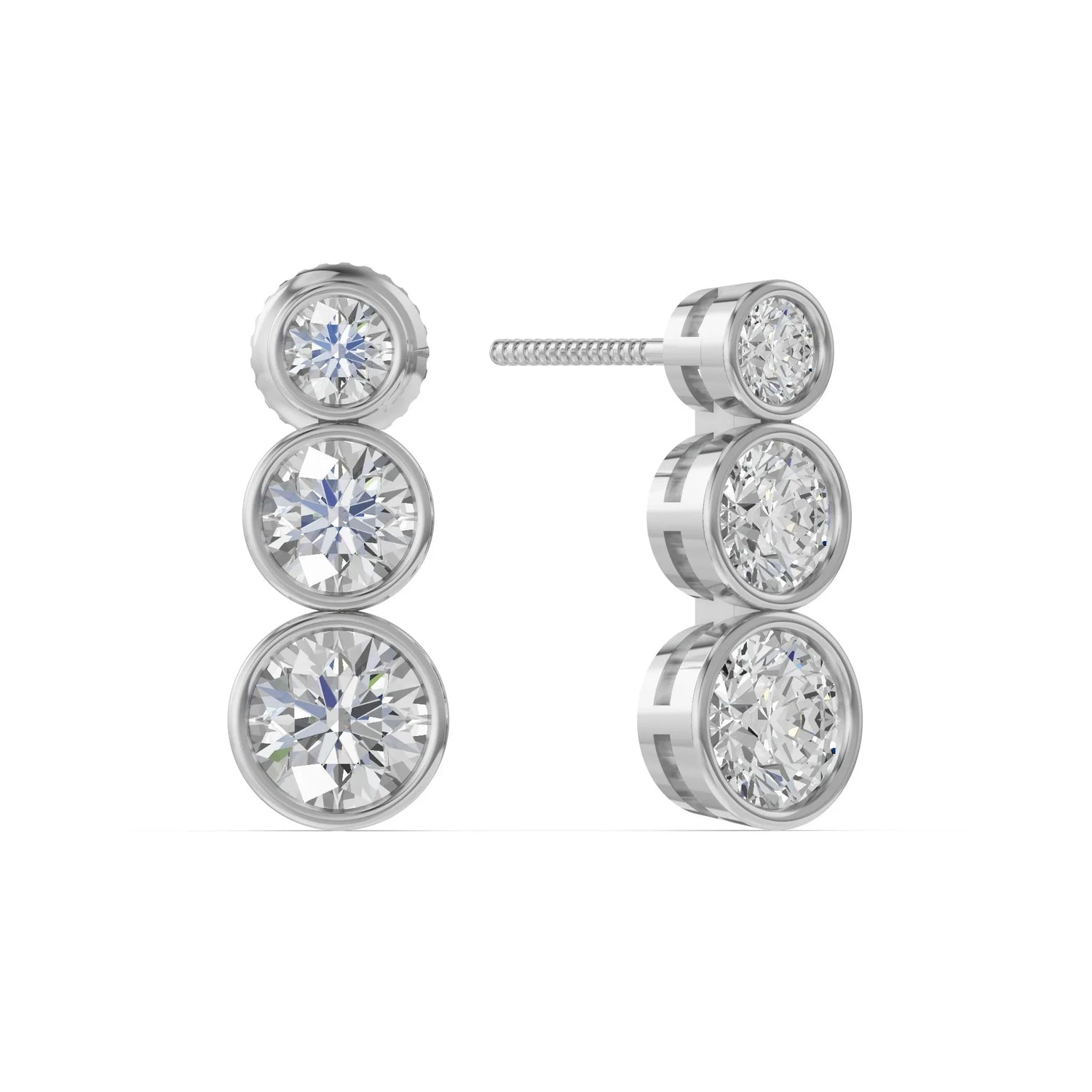 Bezel trio oorbellen· 2.0 ct.