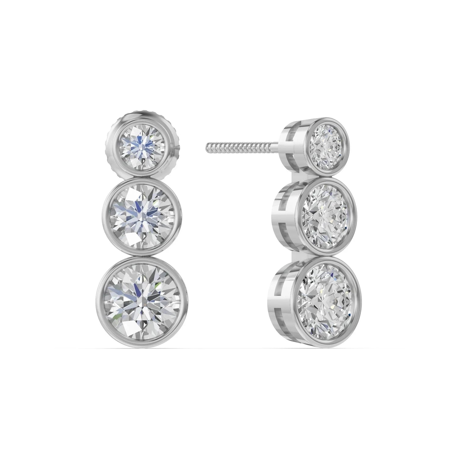 Bezel trio oorbellen· 2.5 ct.