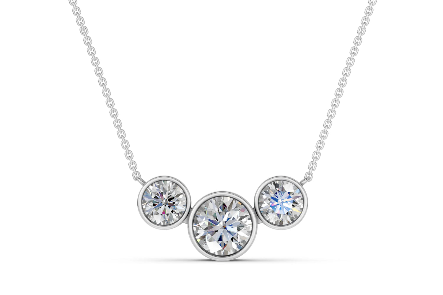 Bezel trio collier horizontaal · 1.6 ct · 14k Witgoud