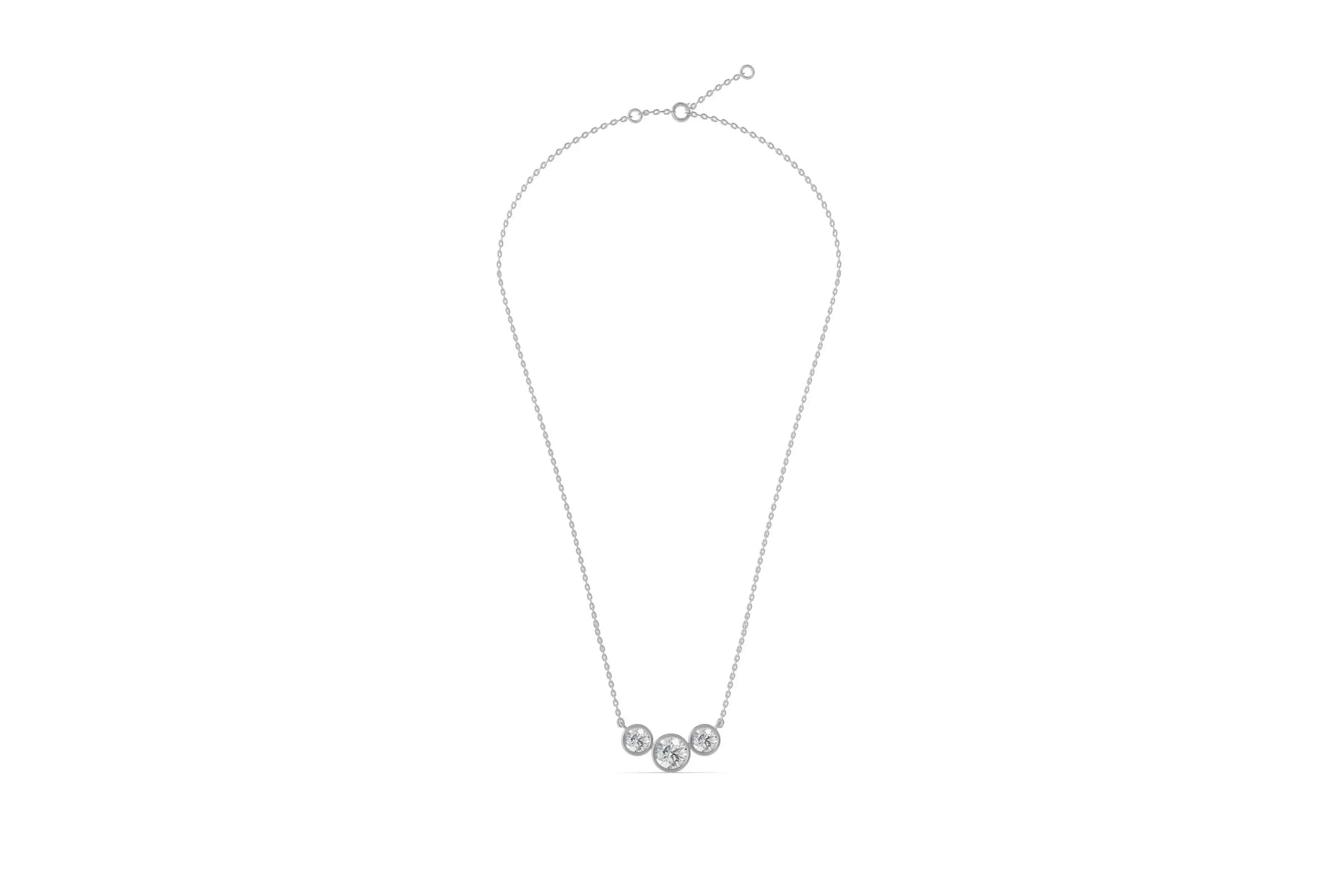 Louèn Diamonds 14k witgouden collier met 3 lab grown diamanten 2.5ct totaal geheel aanzicht