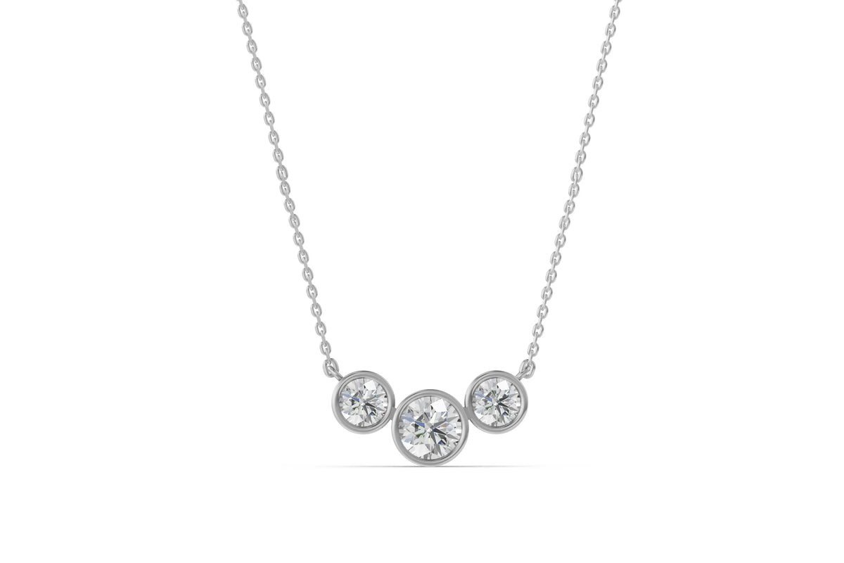 Louèn Diamonds 14k witgouden collier met 3 lab grown diamanten 1.6ct totaal frontaanzicht