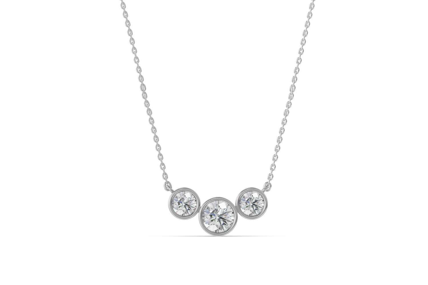 Louèn Diamonds 14k witgouden collier met 3 lab grown diamanten 1.6ct totaal frontaanzicht