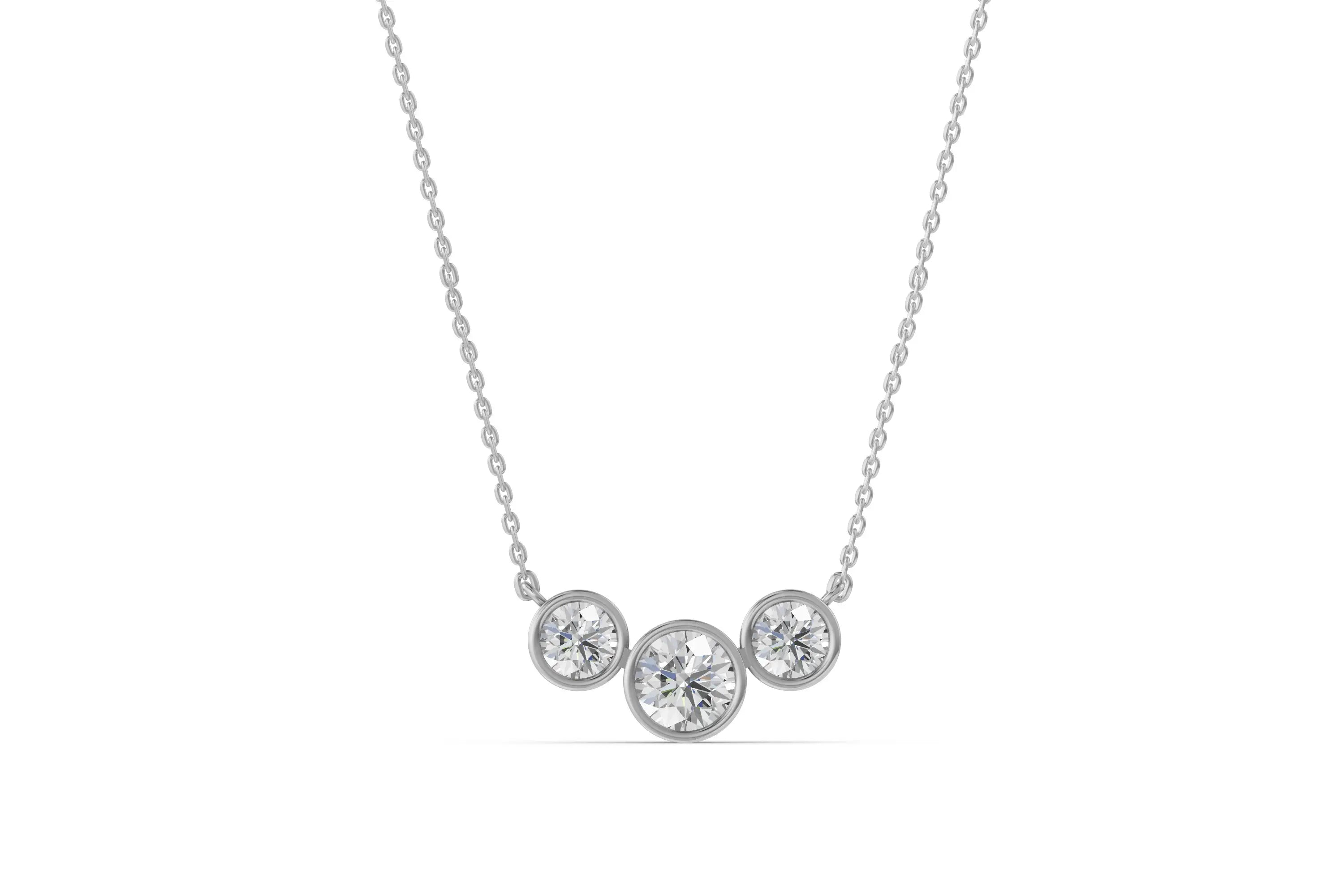 Louèn Diamonds 14k witgouden collier met 3 lab grown diamanten 1.6ct totaal frontaanzicht