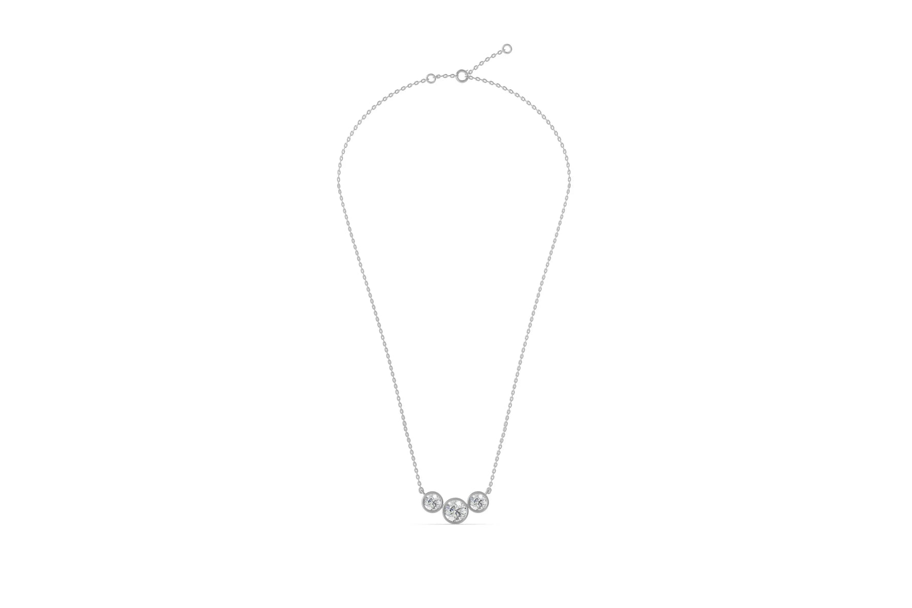 Louèn Diamonds 14k witgouden collier met 3 lab grown diamanten 2.5ct totaal uitgezoomd