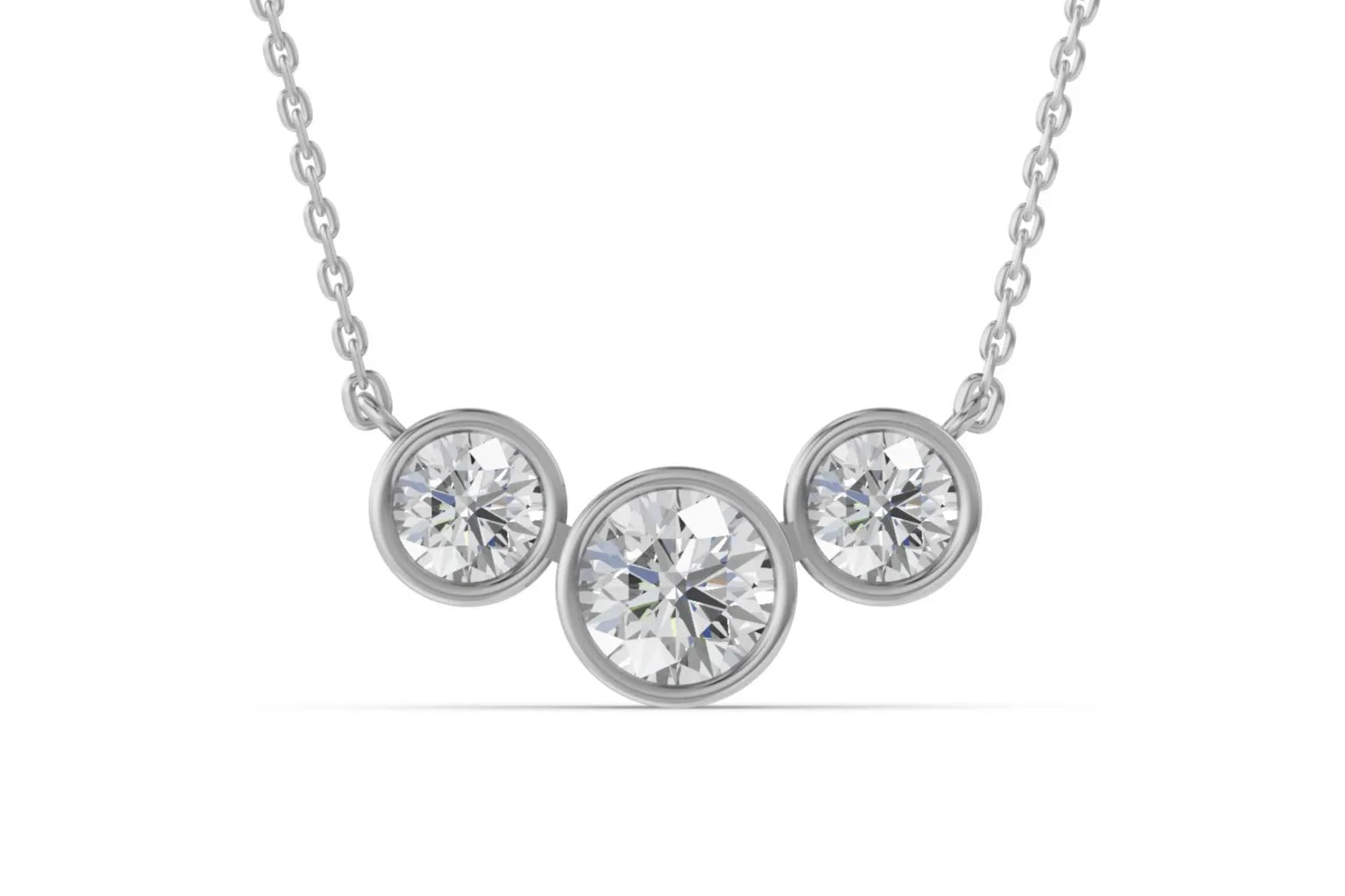 Louèn Diamonds 14k witgouden collier met 3 lab grown diamanten 2.5ct totaal gezoomd