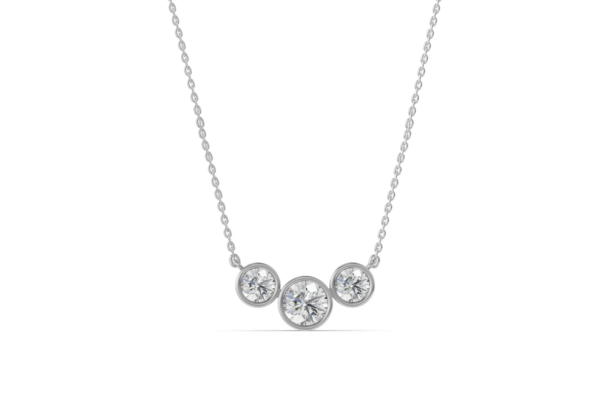 Louèn Diamonds 14k witgouden collier met 3 lab grown diamanten 2.5ct totaal frontaanzicht
