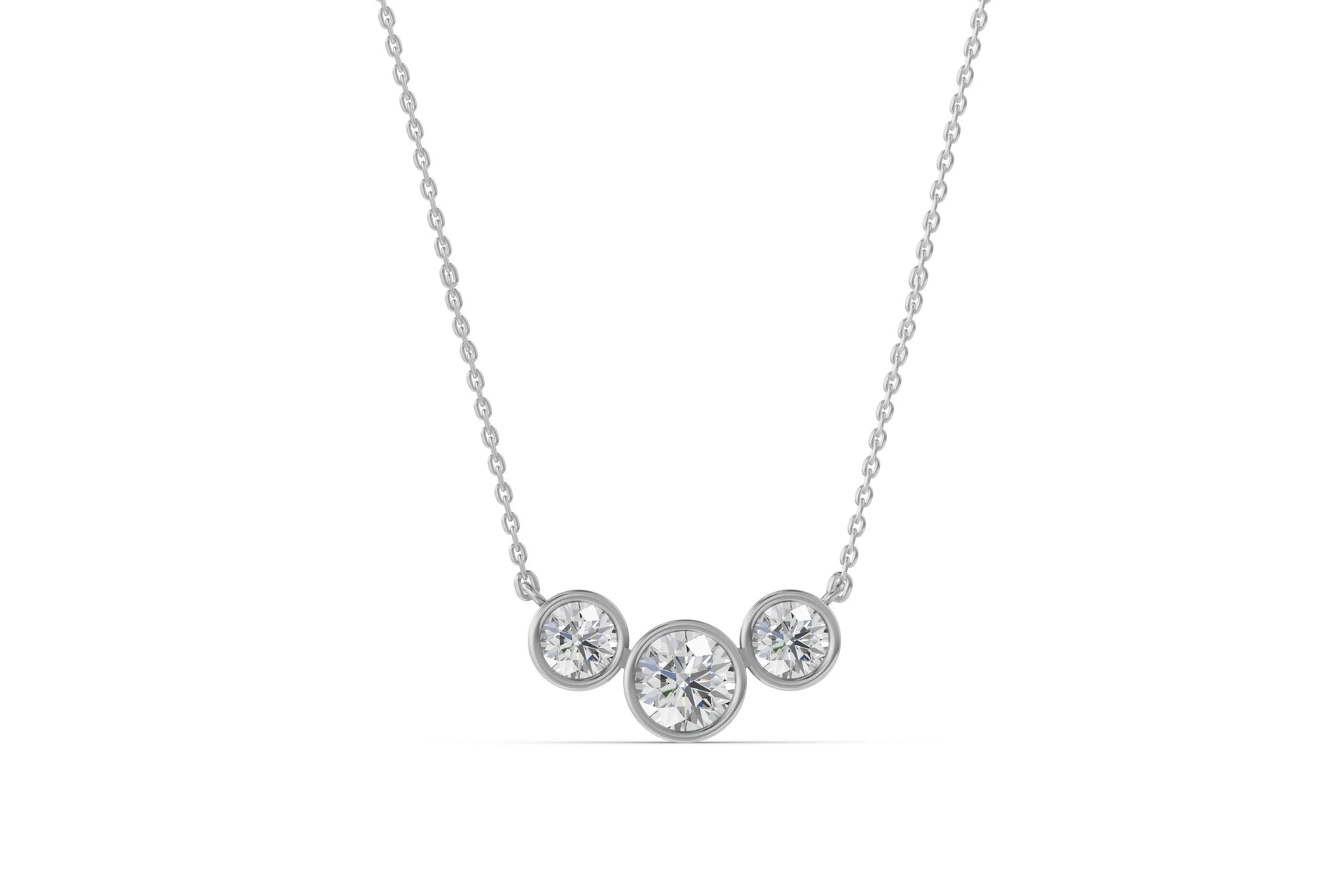Louèn Diamonds 14k witgouden collier met 3 lab grown diamanten 2.5ct totaal frontaanzicht
