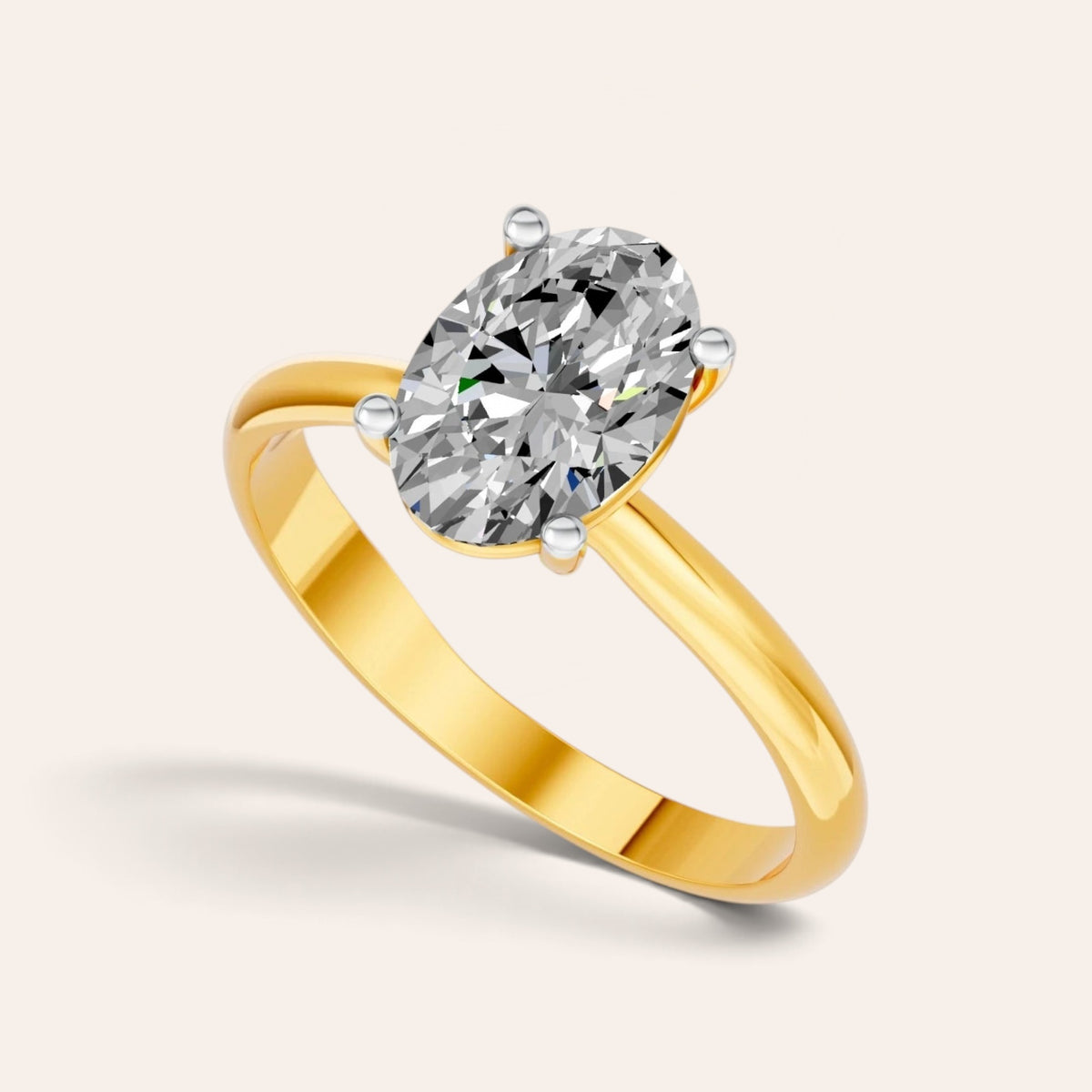Ovale solitaire verlovingsring 1.5 ct in 14k geelgoud met lab grown diamant
