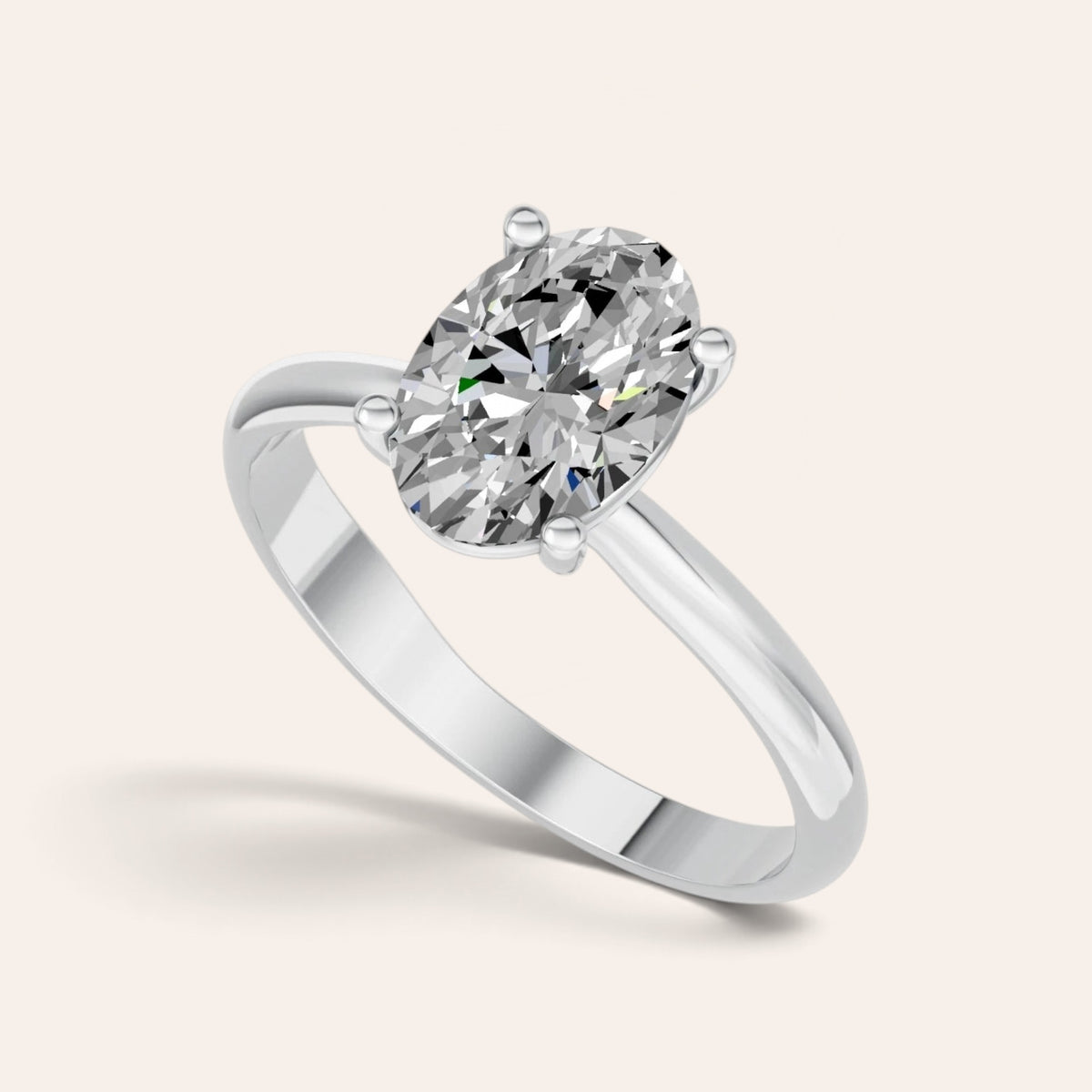Ovale solitaire verlovingsring 1.5 ct in 14k witgoud met lab grown diamant