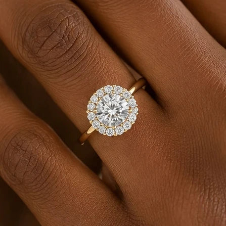Ronde halo verlovingsring · 1.75 ct.