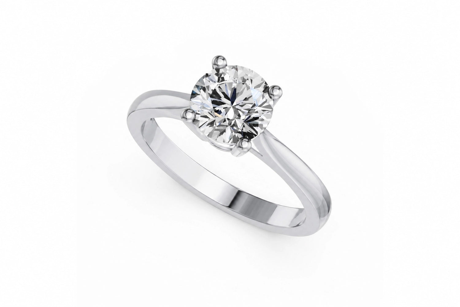 Louèn Diamonds 14k witgouden solitaire ring met 1 lab grown diamant van 1.5 ct. frontaanzicht