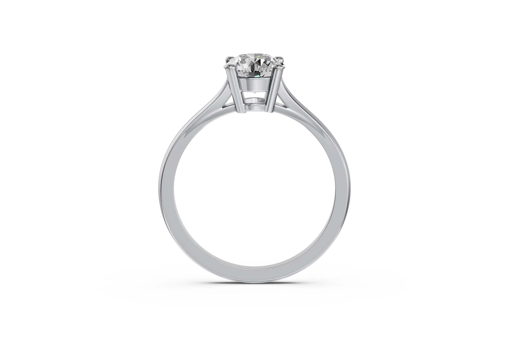Louèn Diamonds 14k witgouden solitaire ring met 1 lab grown diamant van 1.5 ct.  zij aanzicht in ring