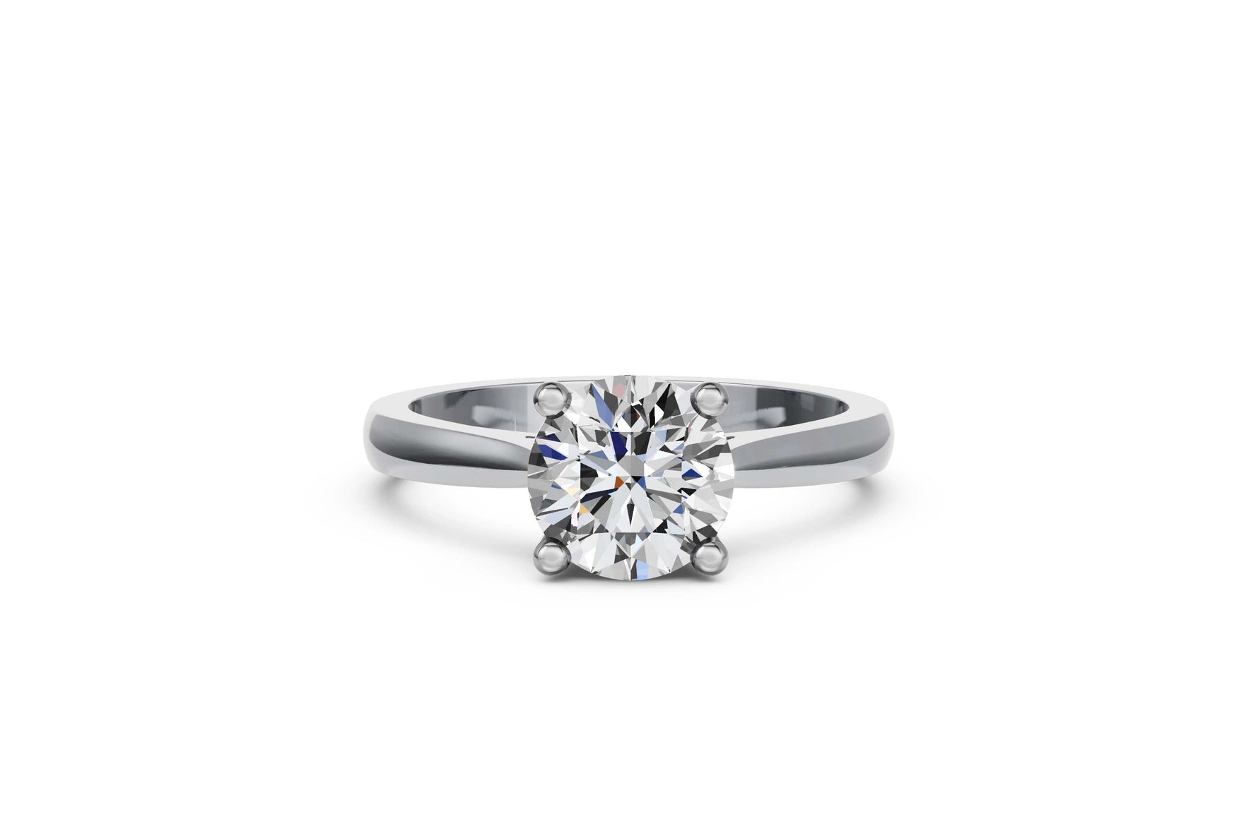 Louèn Diamonds 14k witgouden solitaire ring met 1 lab grown diamant van 2.0 ct. liggend aanzicht
