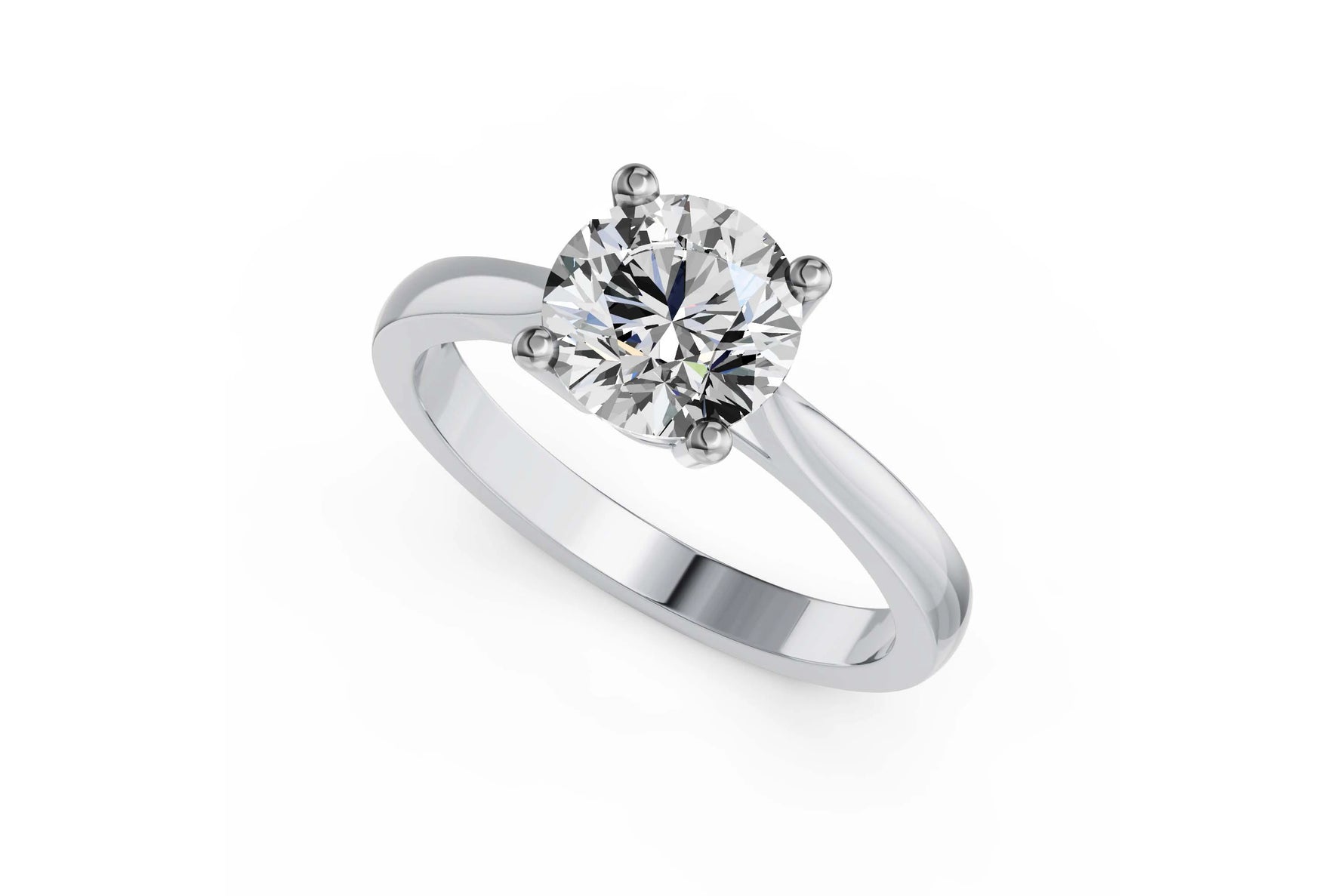 Louèn Diamonds 14k witgouden solitaire ring met 1 lab grown diamant van 2.0 ct. frontaanzicht
