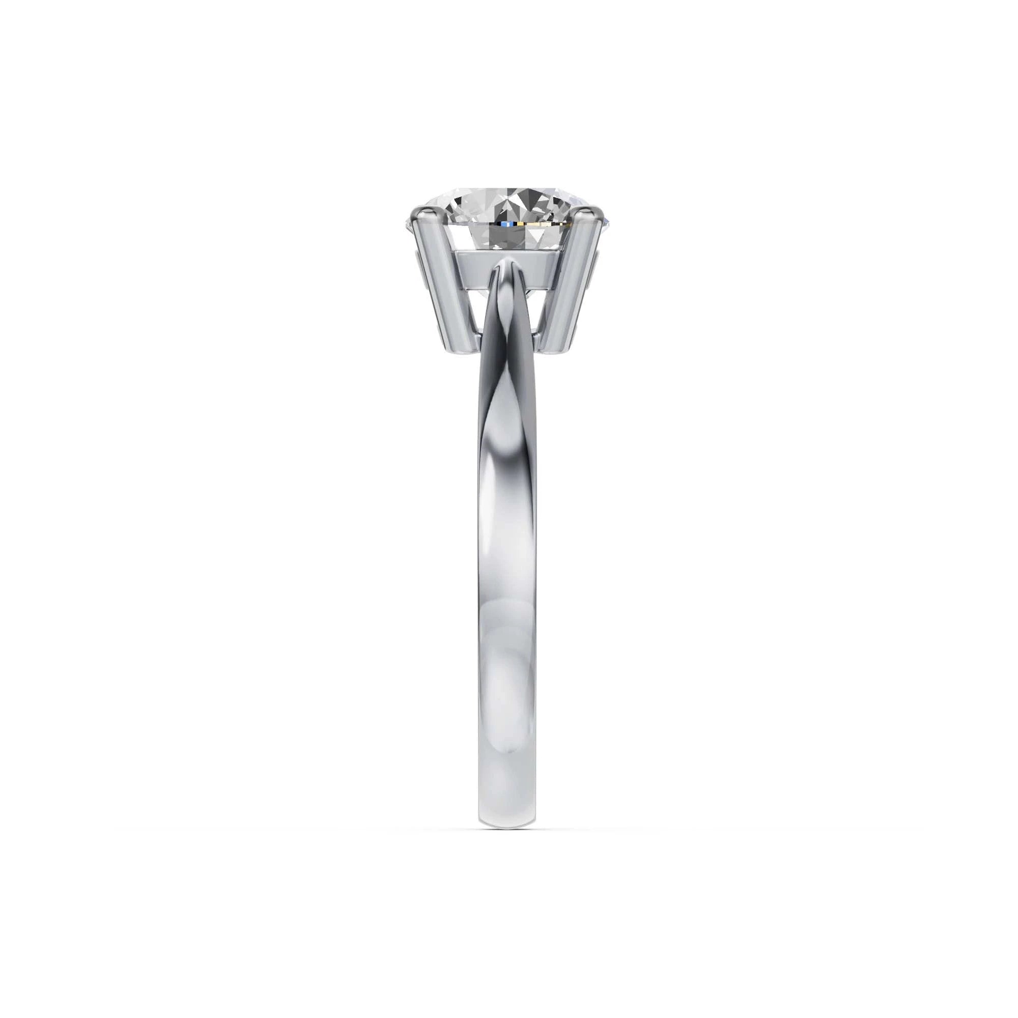 Louèn Diamonds 14k witgouden solitaire ring met 1 lab grown diamant van 2.0 ct. zij aanzicht kopse kant
