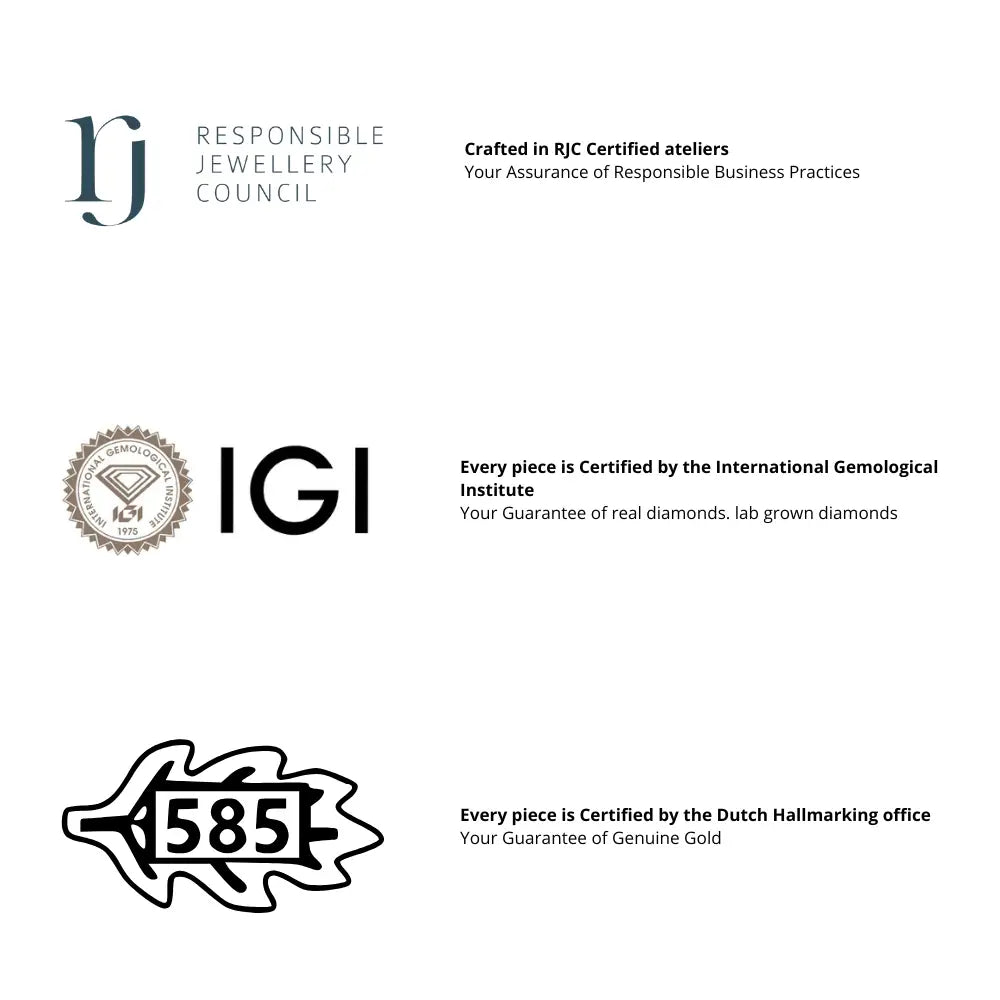 Louèn Diamonds 14k geelgouden solitaire ring met 1 lab grown diamant van 1.0 ct. certificering ici, waarborg holland en rjc atelier