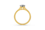 Louèn Diamonds 14k geelgouden solitaire ring met 1 lab grown diamant van 1.0 ct. zij aanzicht in de ring