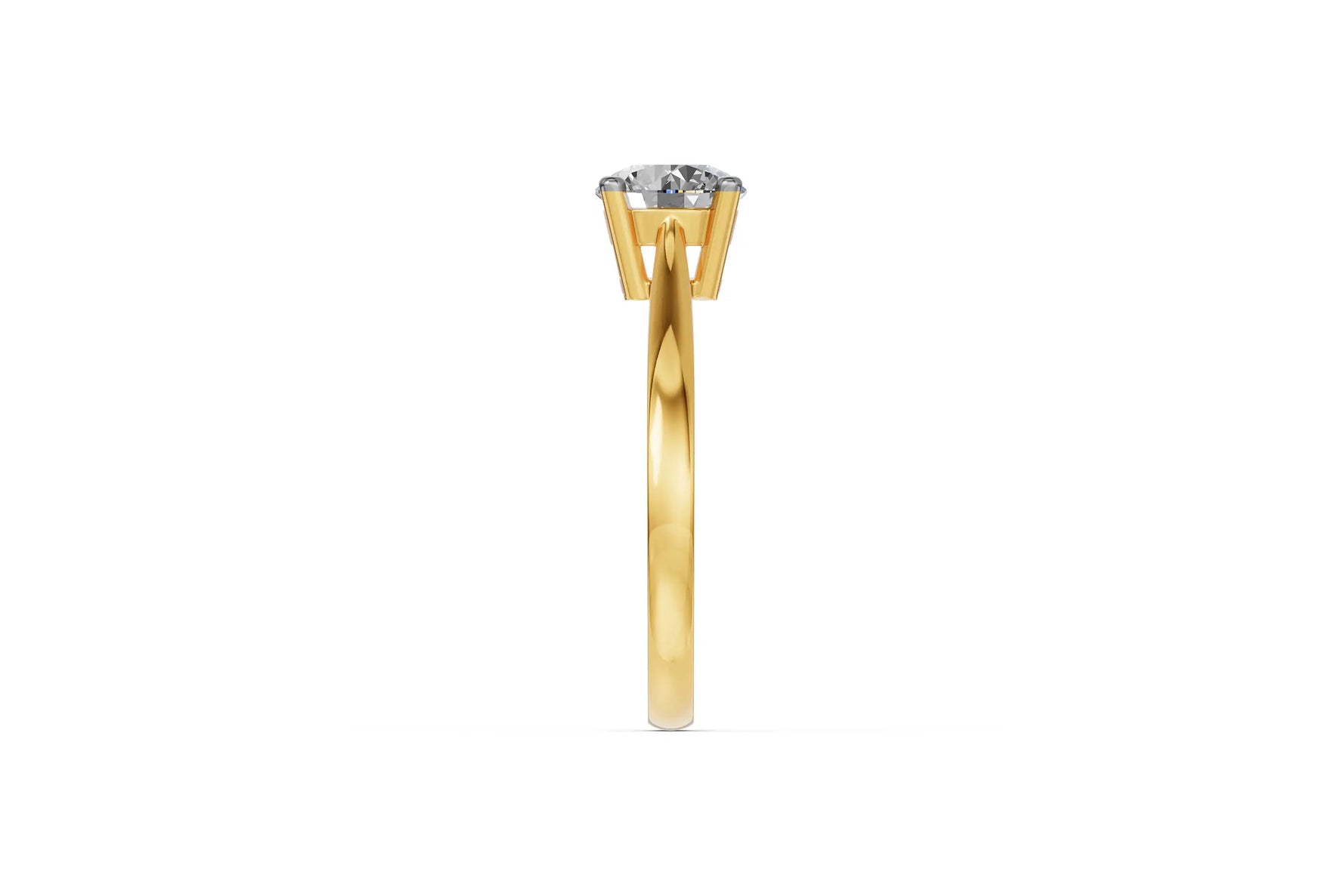 Louèn Diamonds 14k geelgouden solitaire ring met 1 lab grown diamant van 1.5 ct. zijaanzicht kopse kant