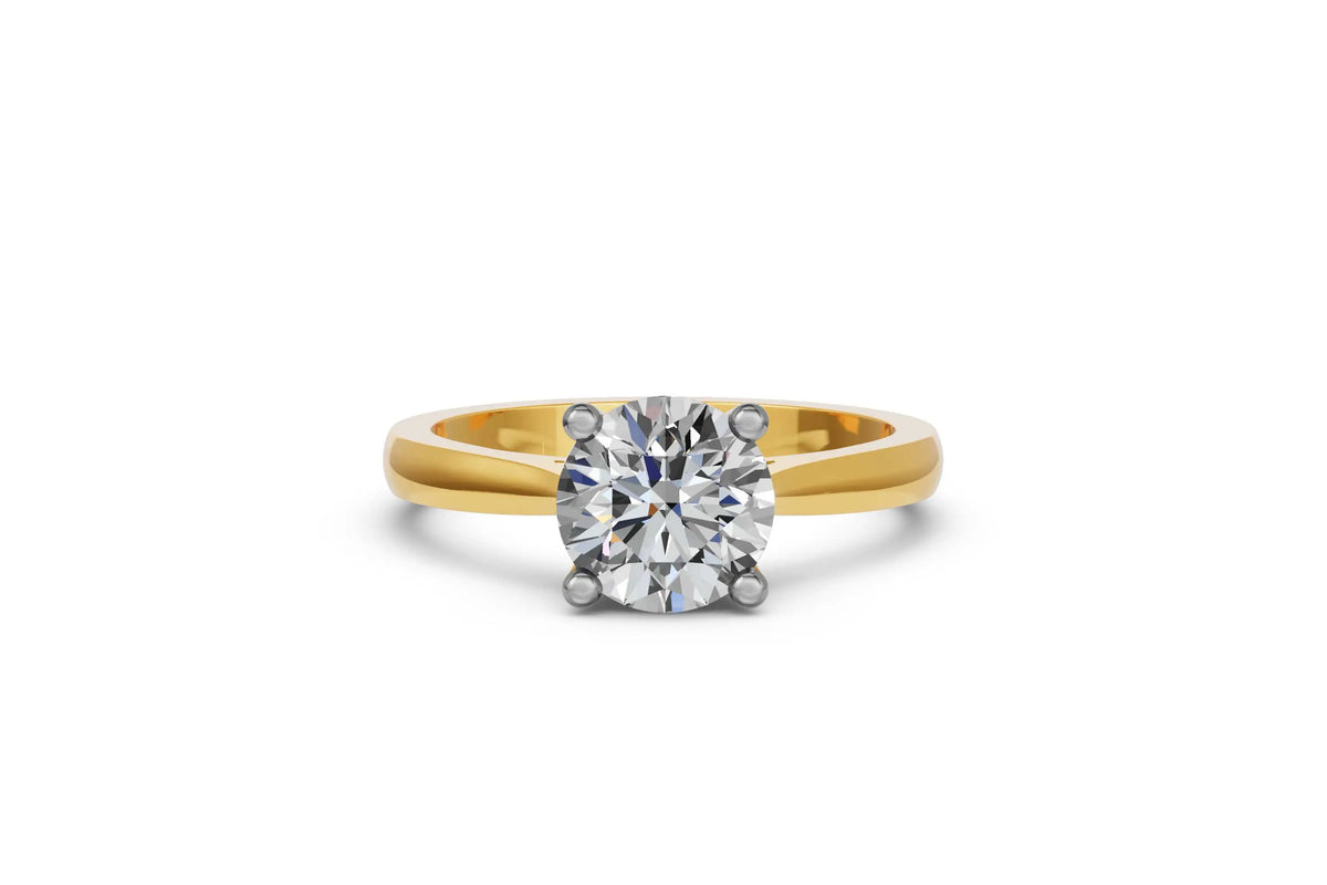 Louèn Diamonds 14k geelgouden solitaire ring met 1 lab grown diamant van 2.0 ct. liggend aanzicht