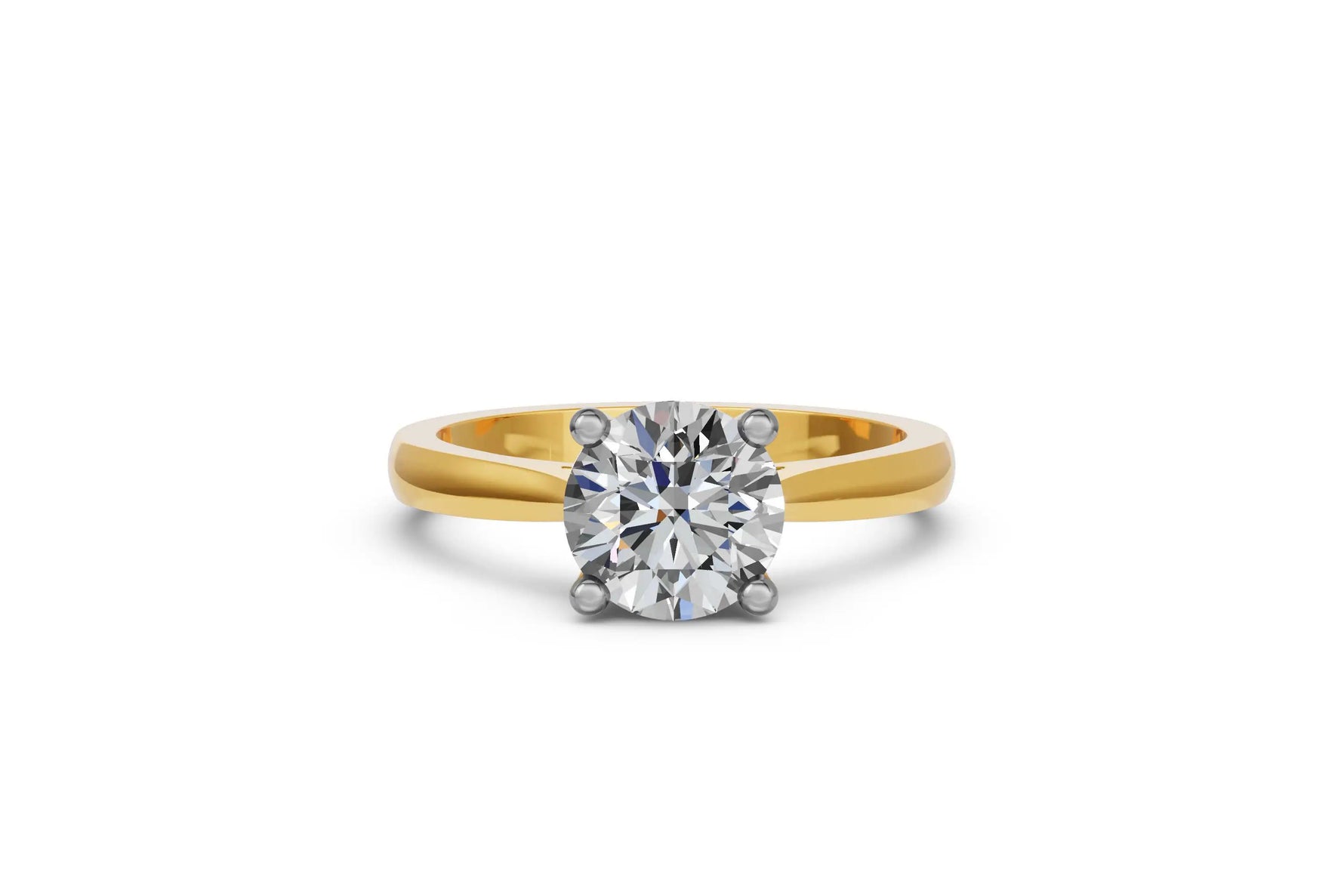 Louèn Diamonds 14k geelgouden solitaire ring met 1 lab grown diamant van 2.0 ct. liggend aanzicht