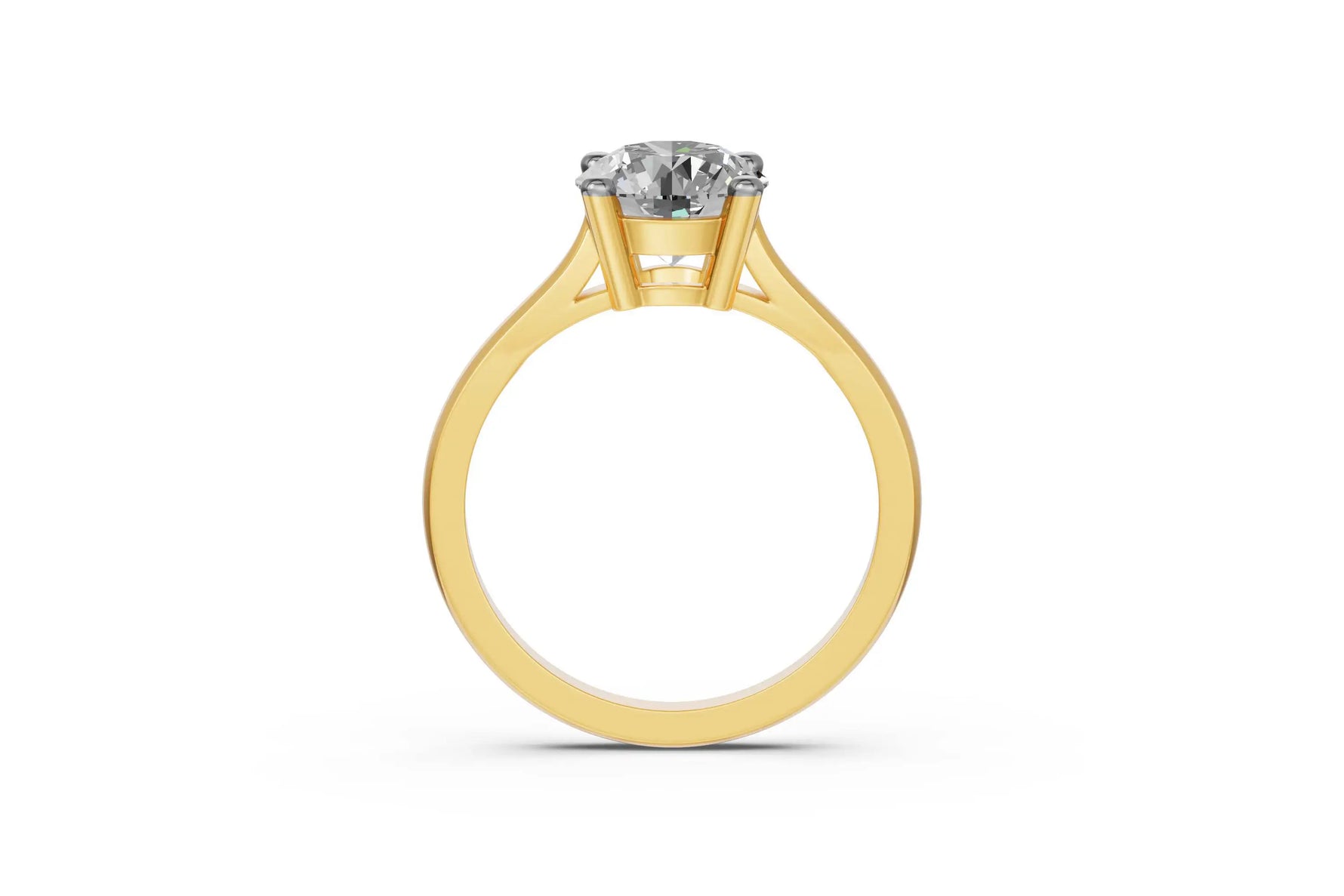 Louèn Diamonds 14k geelgouden solitaire ring met 1 lab grown diamant van 2.0 ct. zijaanzicht