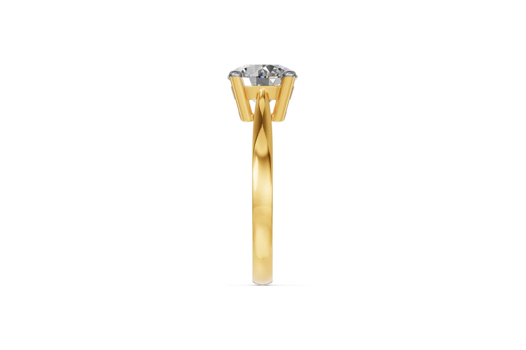 Louèn Diamonds 14k geelgouden solitaire ring met 1 lab grown diamant van 2.0 ct. aanzicht kopse kant