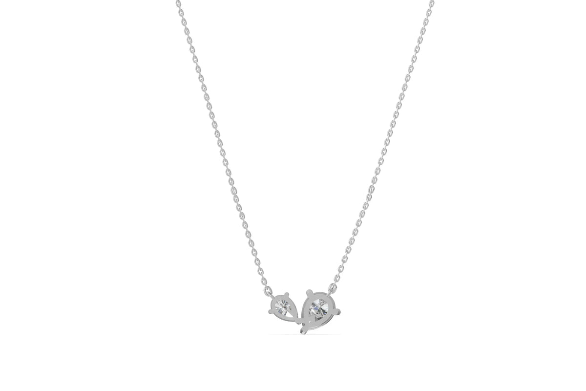 Louèn Diamonds 14k witgouden toi et moi collier met 2 lab grown diamanten 2.0ct totaal achterkant aanzicht