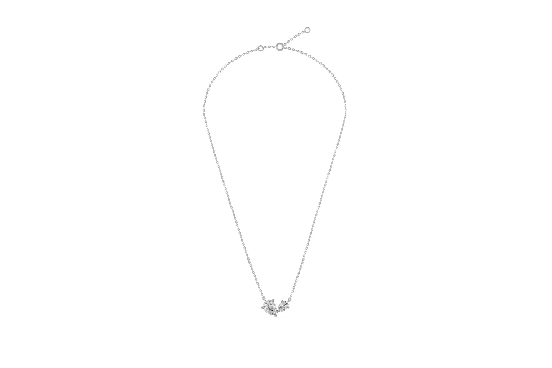 Louèn Diamonds 14k witgouden toi et moi collier met 2 lab grown diamanten 2.0ct totaal uitgezoomd totaal aanzicht