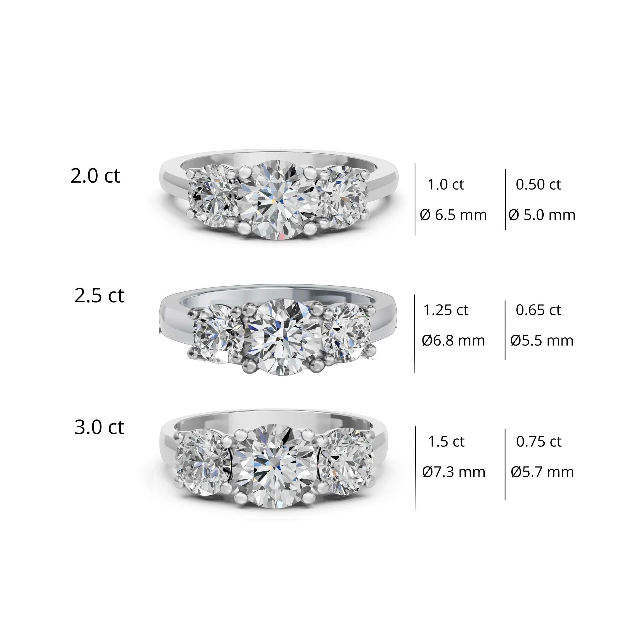 Ronde trilogie verlovingsring · 3.0 ct.