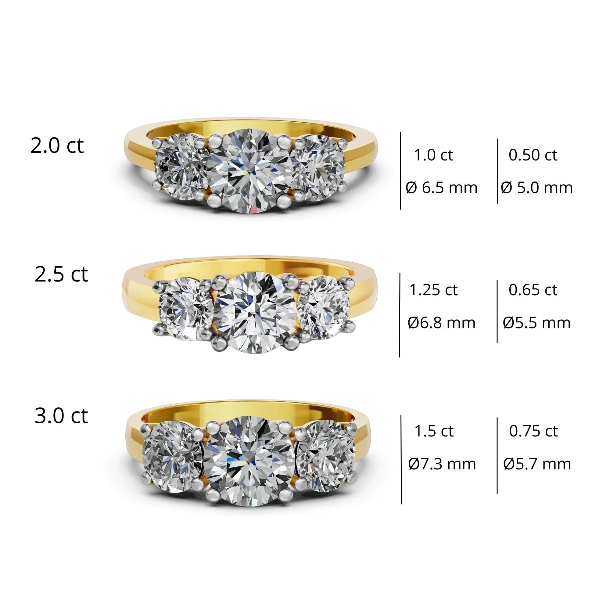 Ronde trilogie verlovingsring · 2.0 ct.
