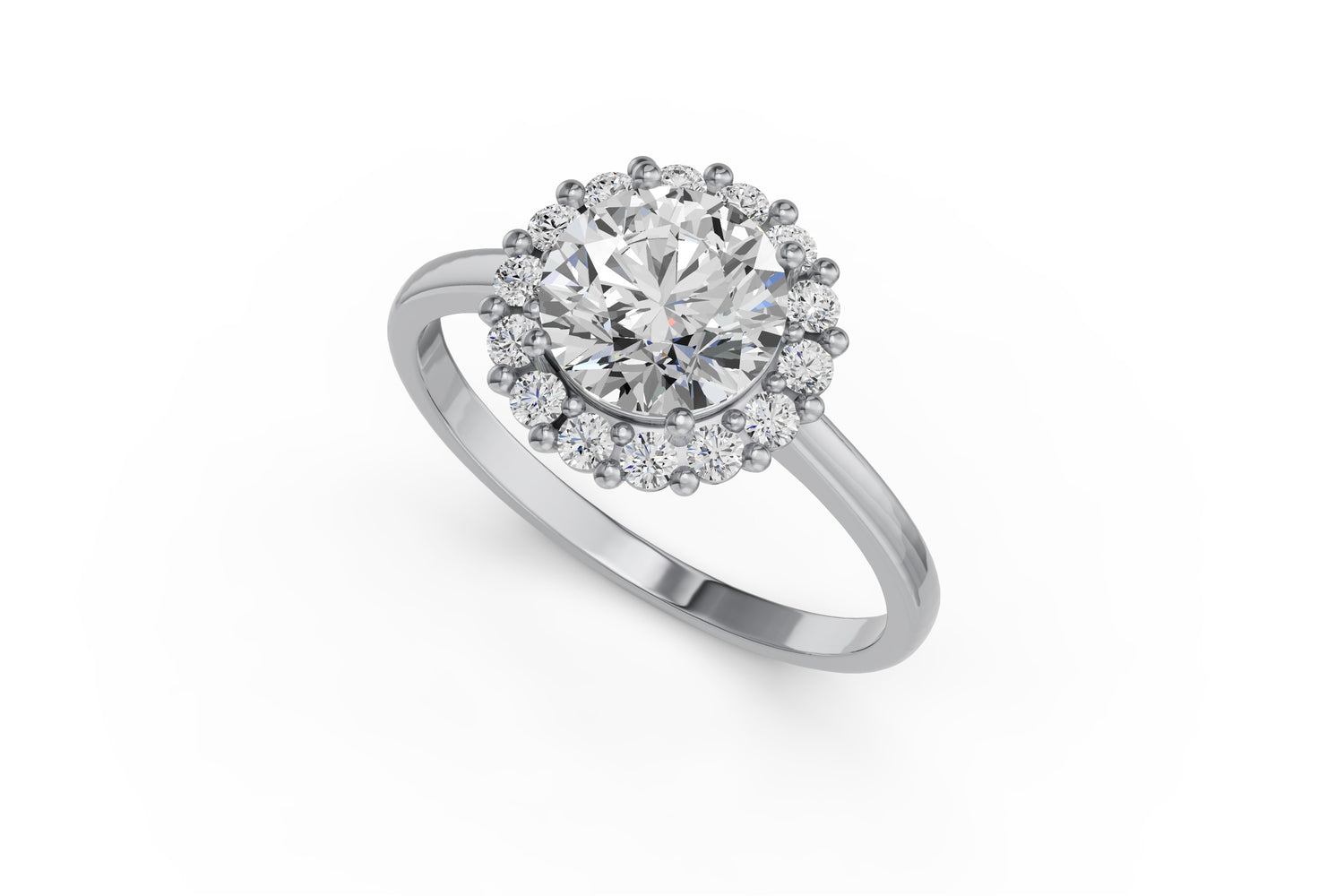 Halo Ring · Rond · 1.8 ct · 14k Witgoud