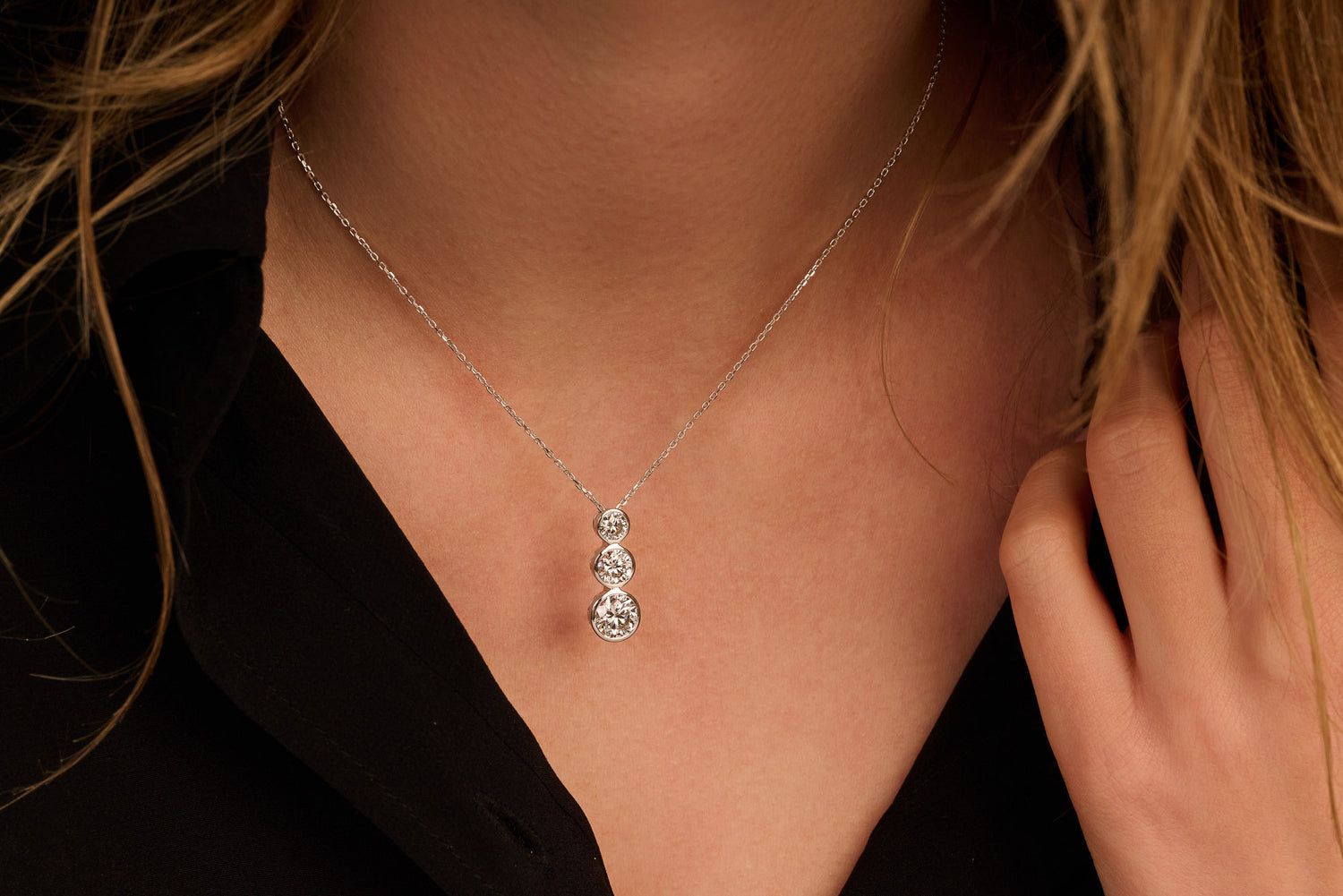 Bezel trio collier · 2.0 ct · 14k Witgoud