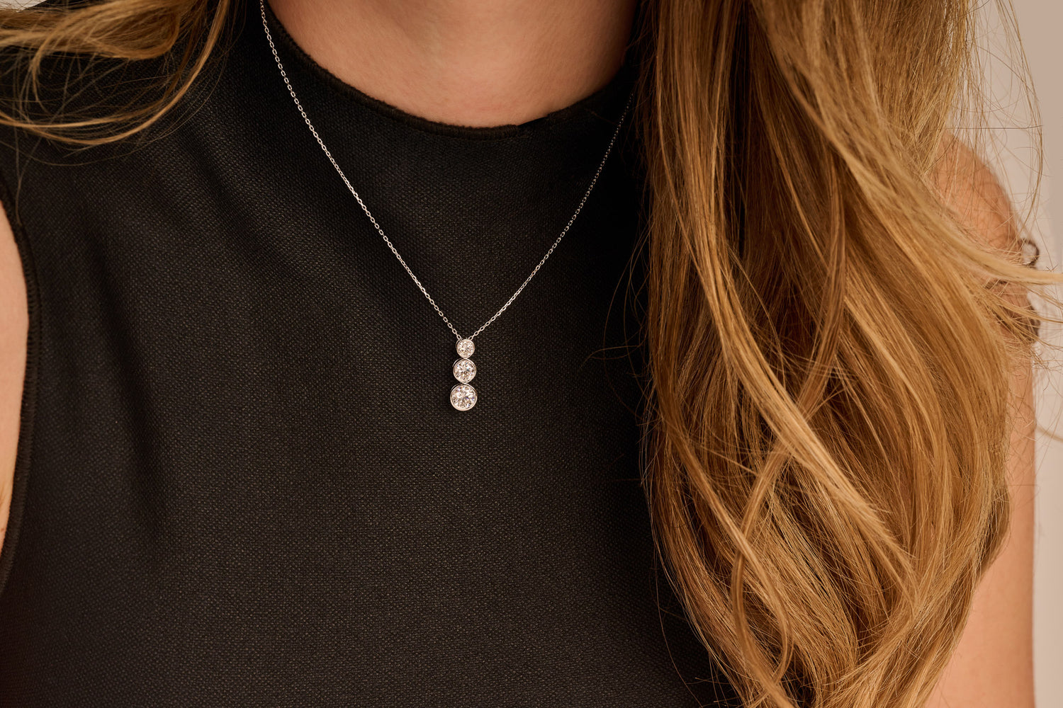 Bezel trio collier · 2.5 ct · 14k Witgoud