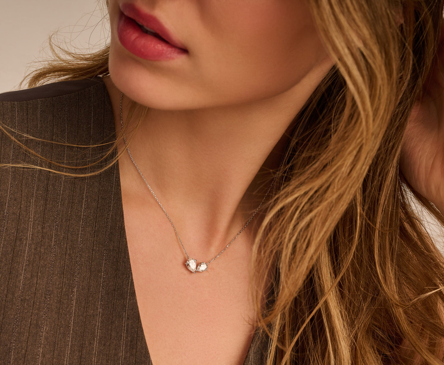 Toi et Moi collier · 2.0 ct · 14k Witgoud