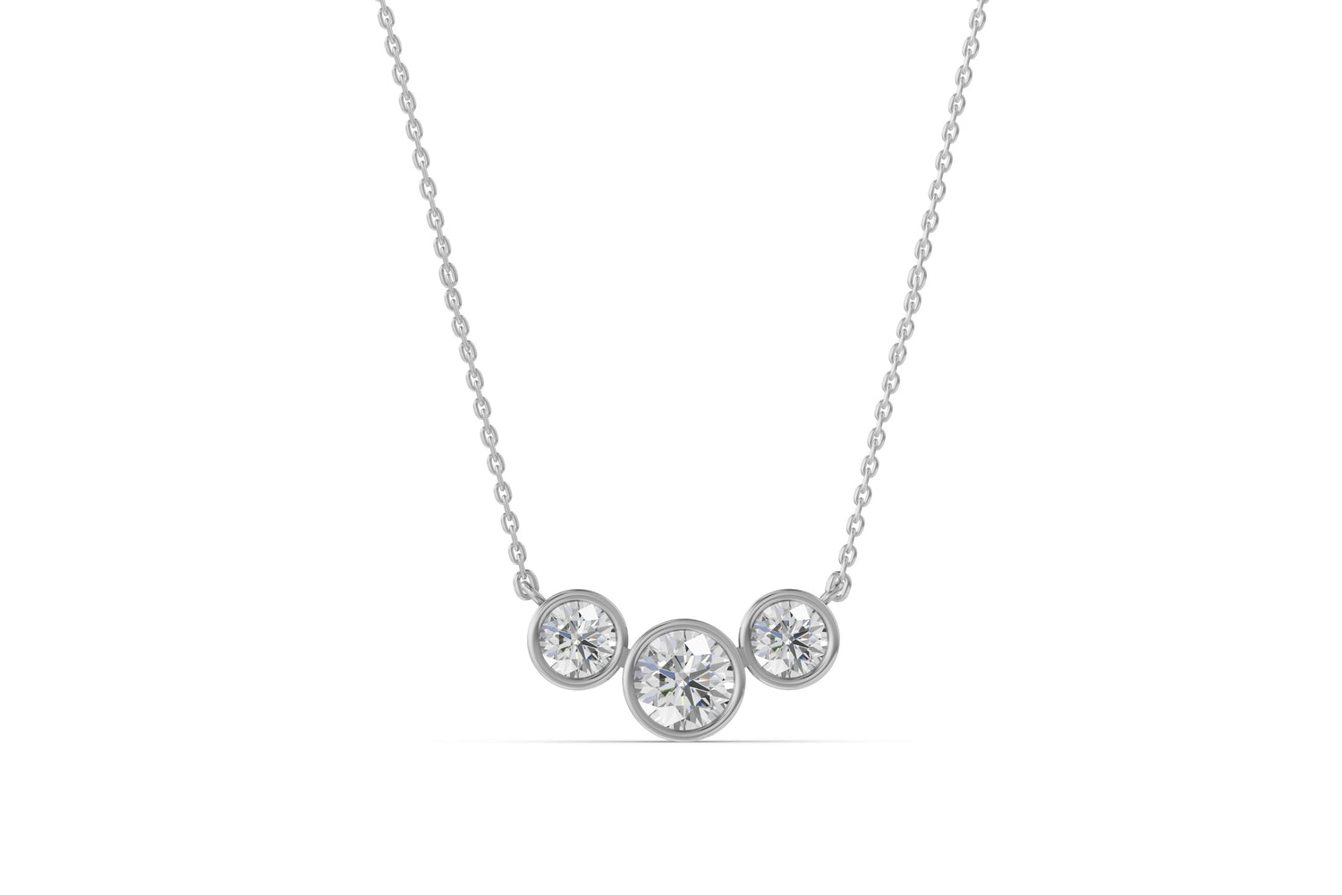 Bezel trio collier horizontaal · 2.5 ct · 14k Witgoud