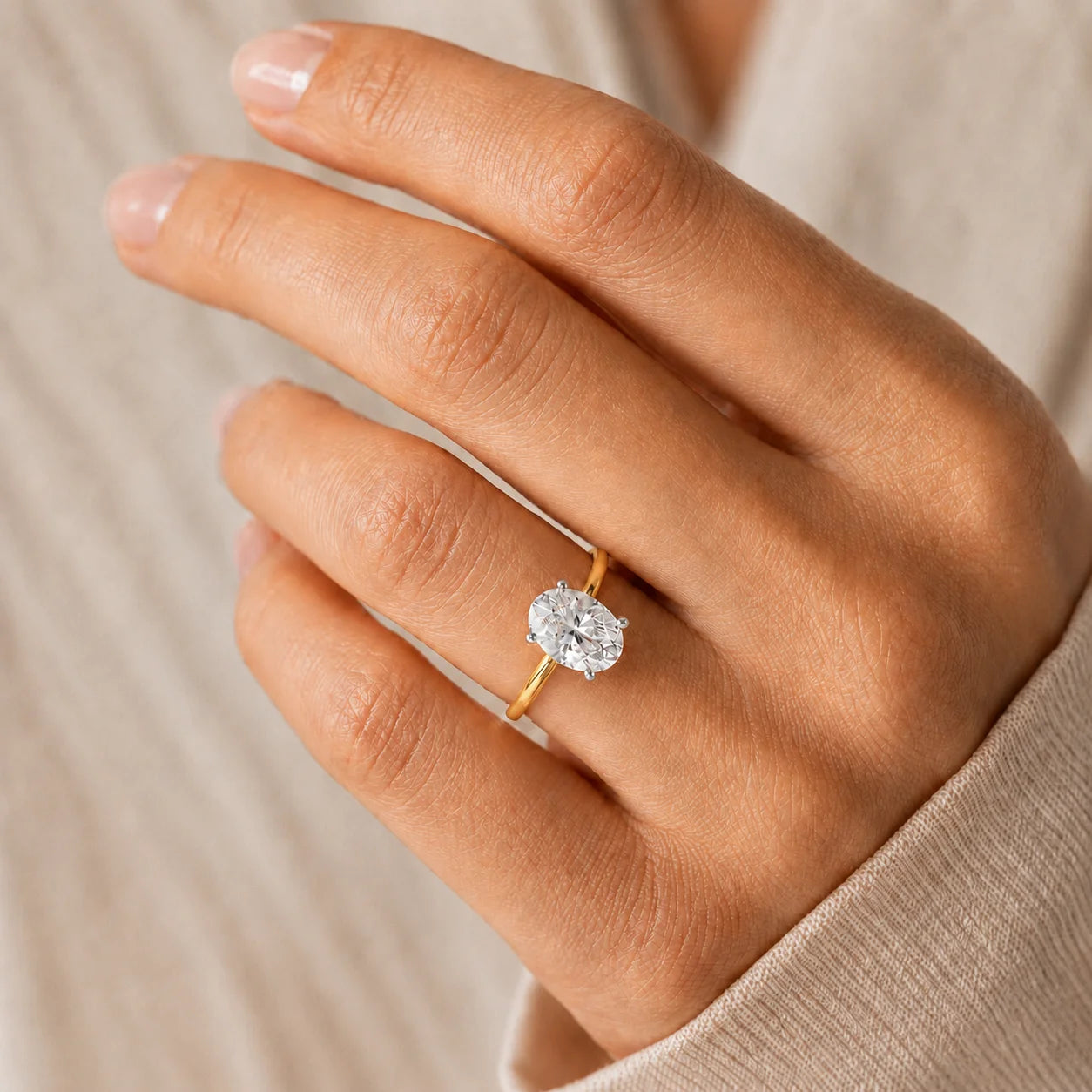 Ovale solitaire verlovingsring Classic · 2.0 ct.
