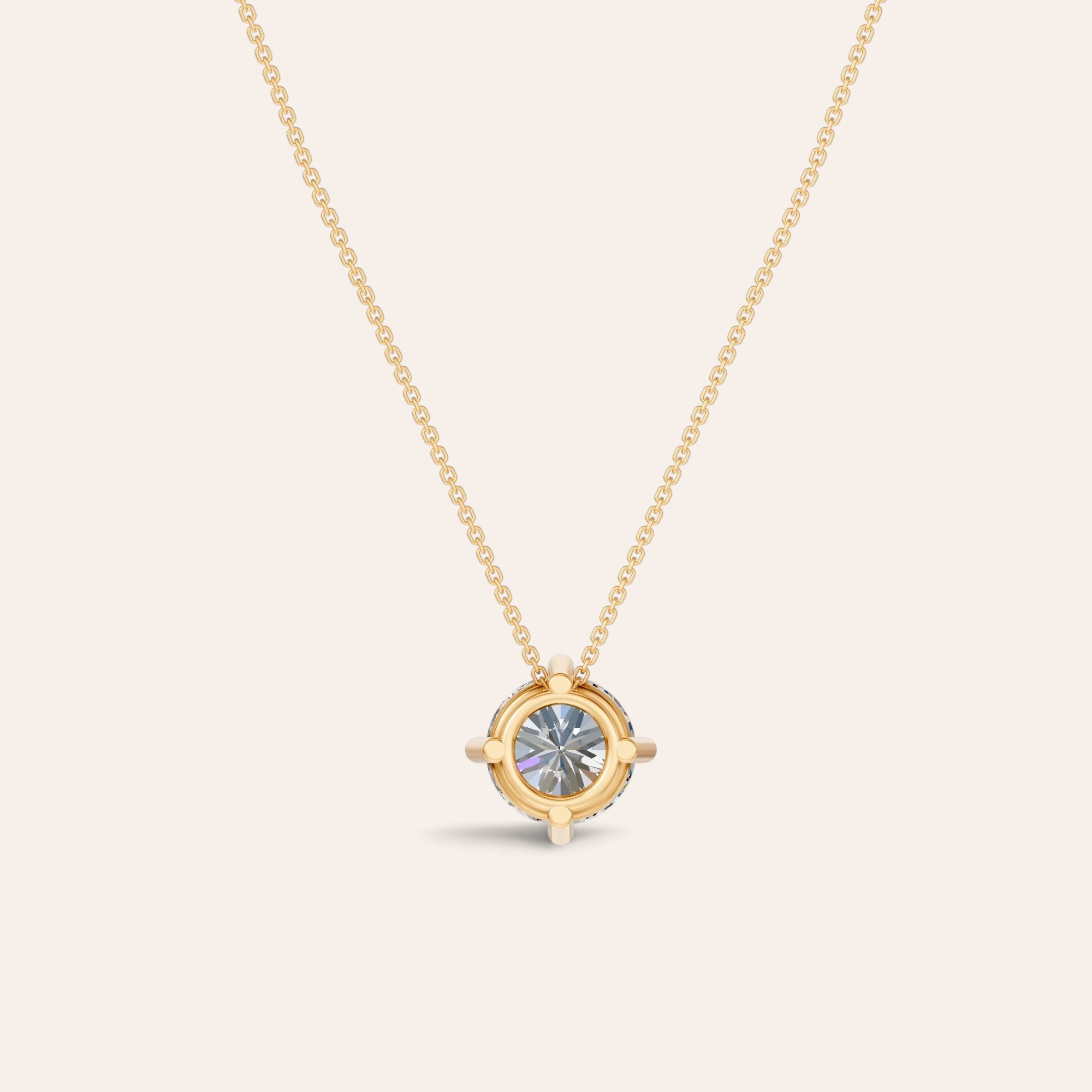 Louèn Diamonds 14k geelgouden solitaire collier met een zwevende 3.0 karaat lab-grown diamant